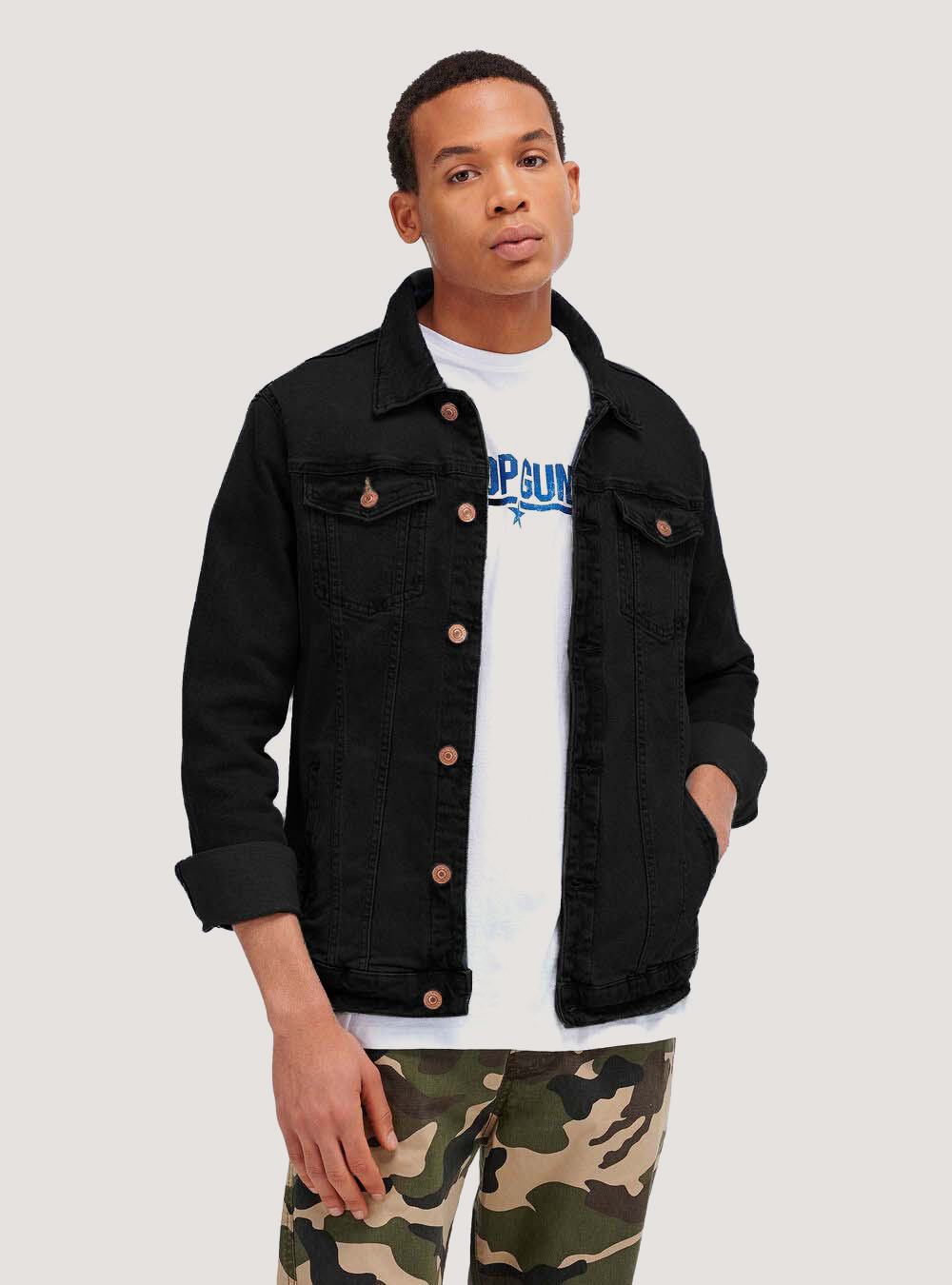 Veste en jean stretch confortable, C109 BLACK