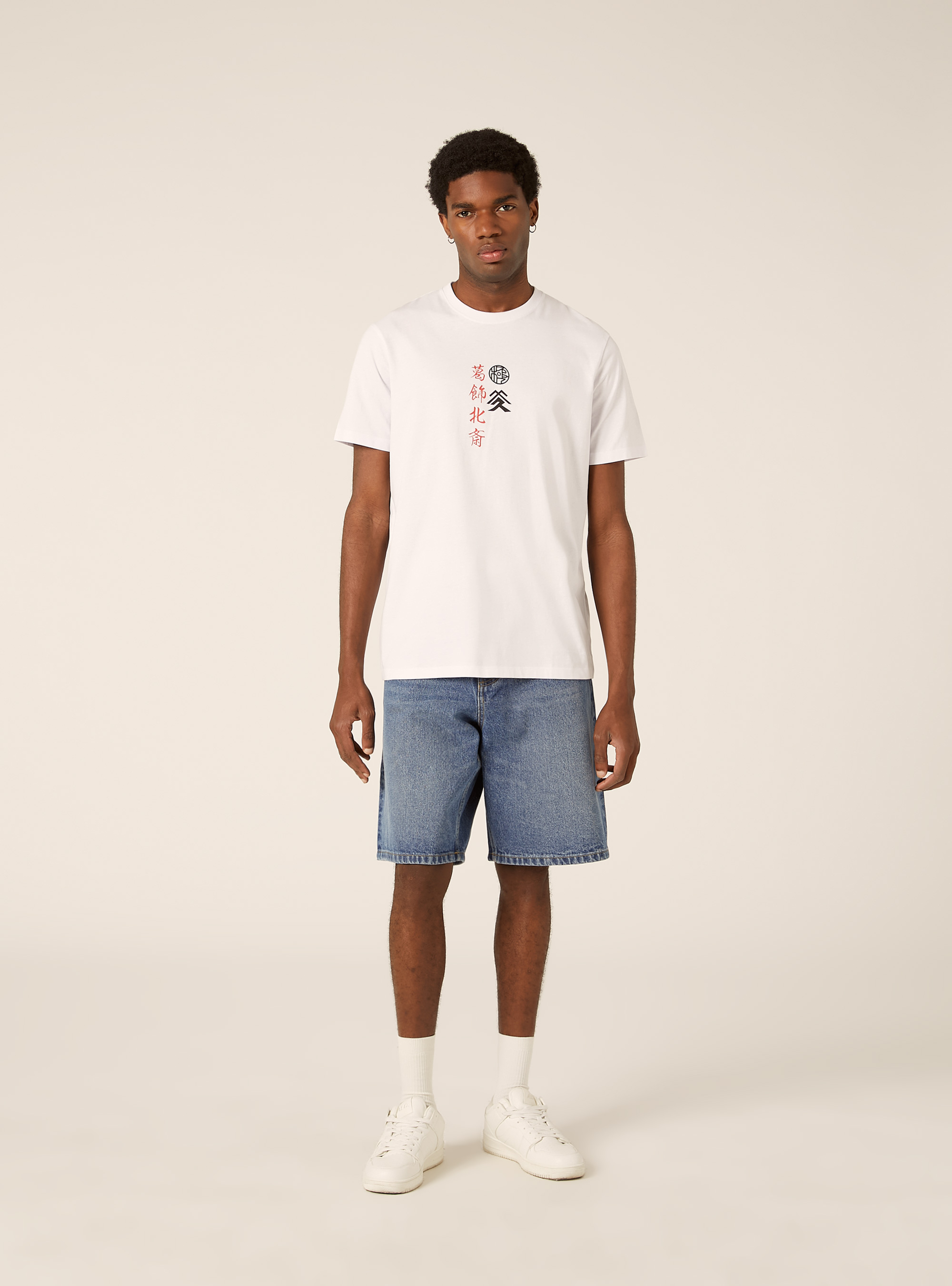 Maglietta con grafica hokusai  regular fit, BIANCO OTTICO