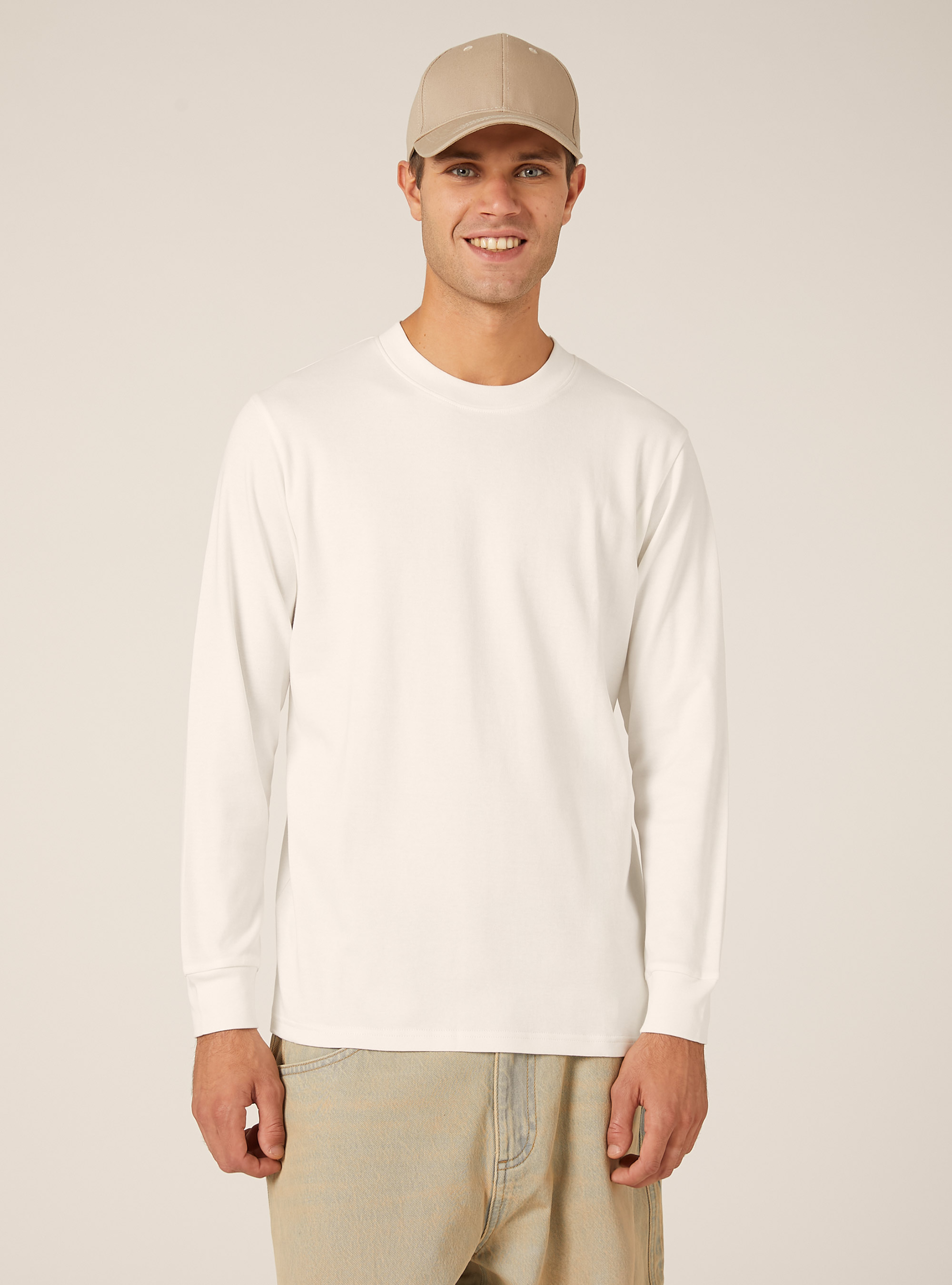 T-shirt en coton &agrave; manches longues, WH1 OFF WHITE