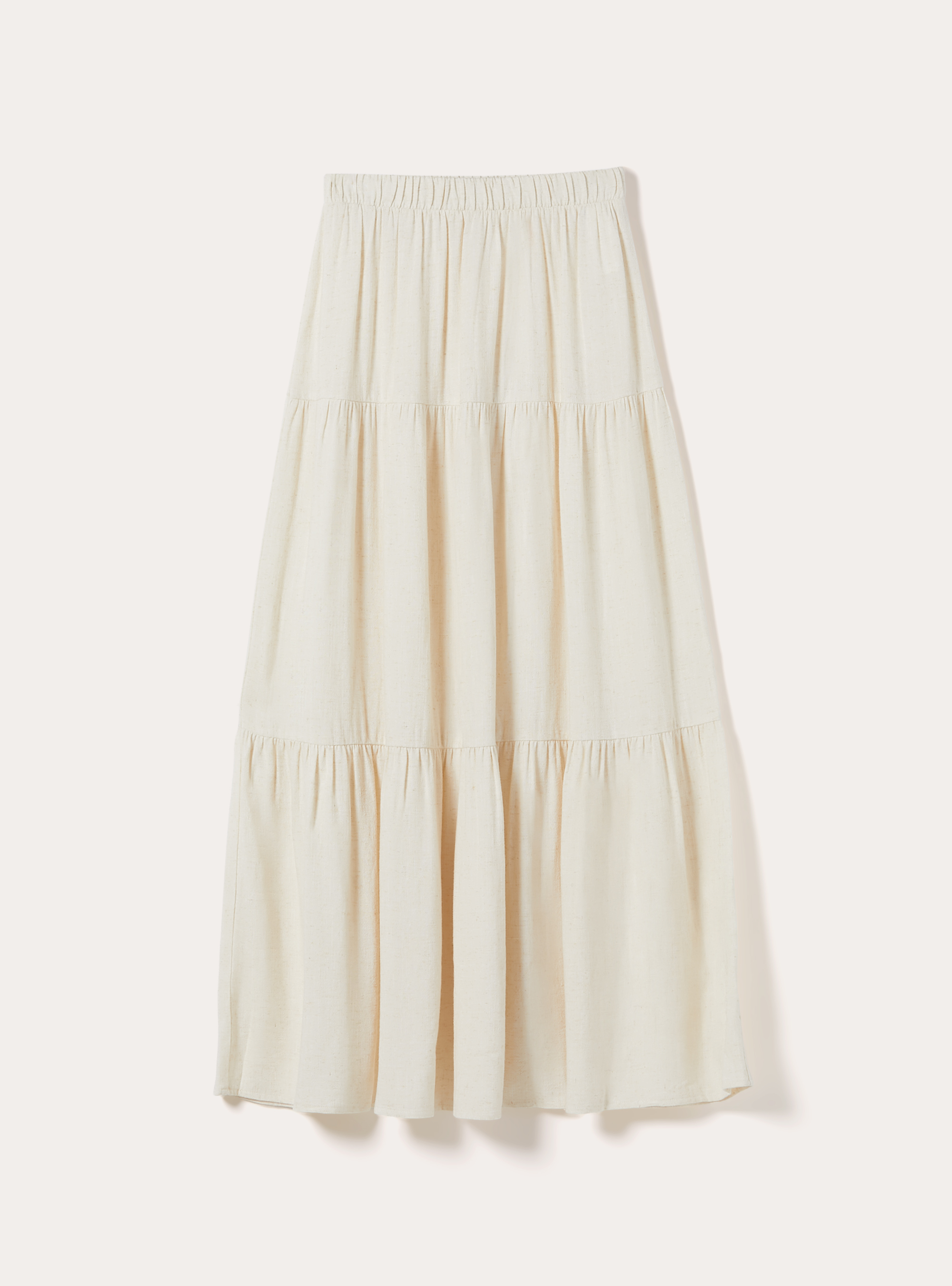 Boho-Stufenrock aus Leinenmischung, MBG3 BEIGE MEL LIGHT