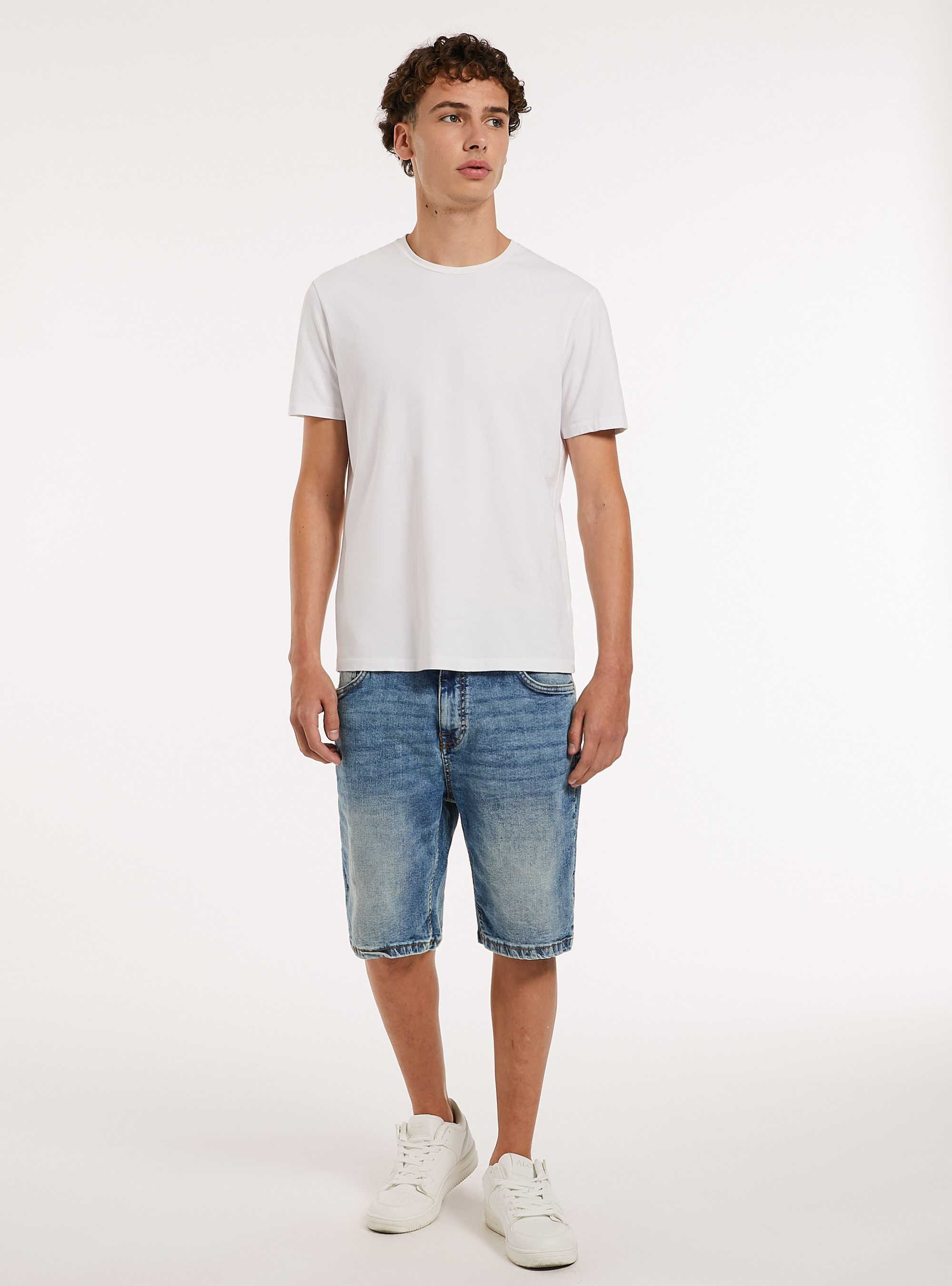 Bermudas de denim el&aacute;stico, D003 MEDIUM BLUE