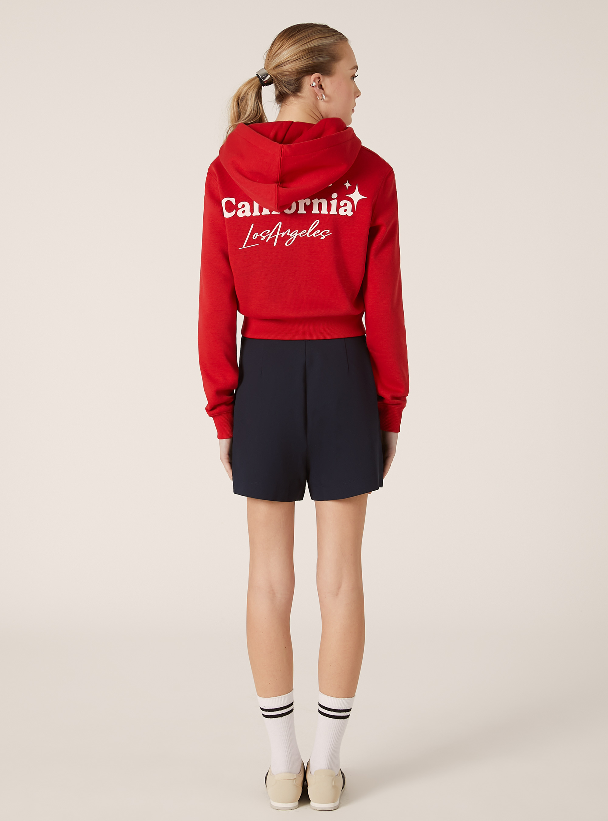 Sweatshirt court avec fermeture &eacute;clair et imprim&eacute;, RD2 RED MEDIUM