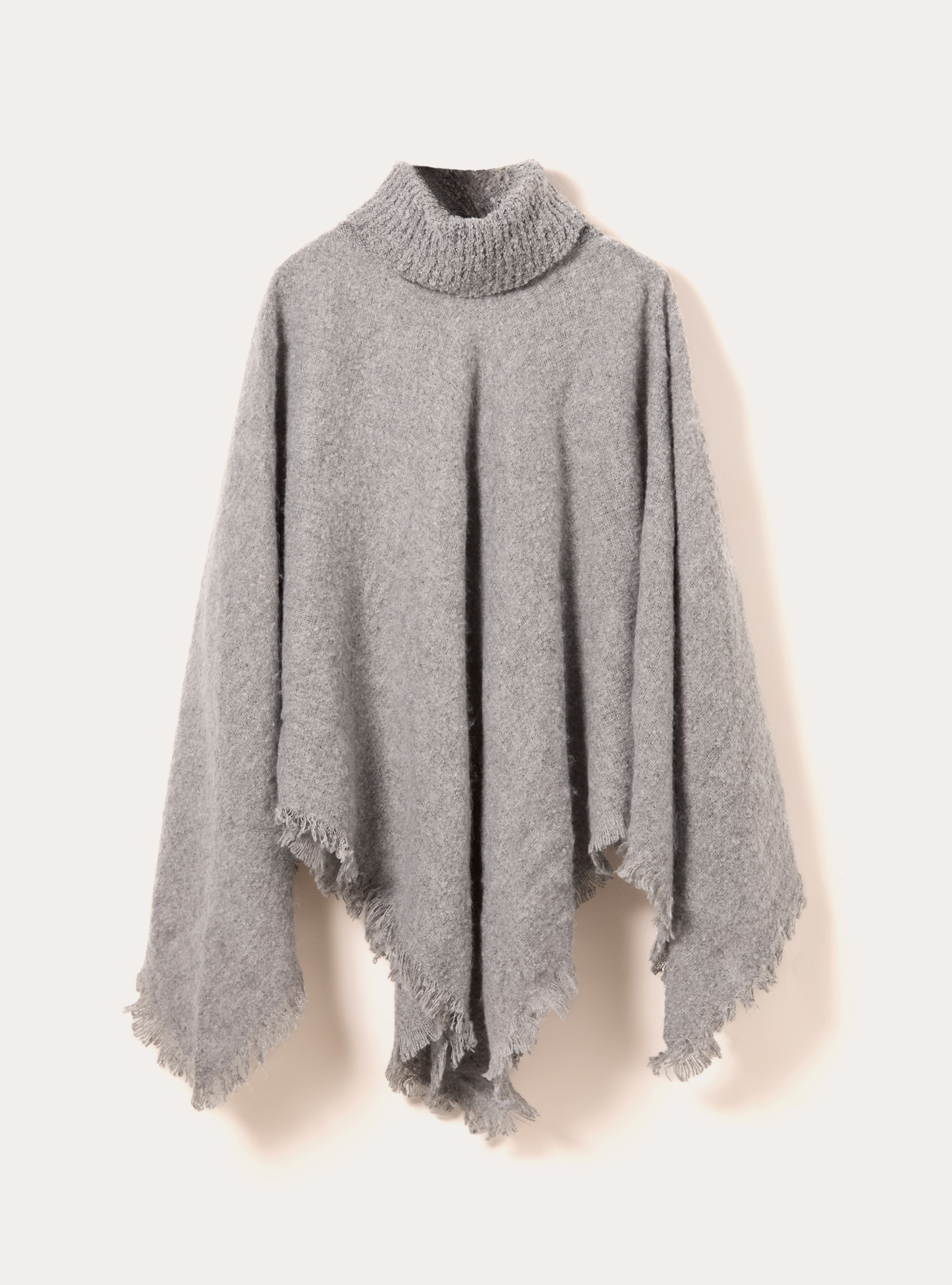 Poncho doux au toucher &agrave; col montant, MGY2 GREY MEL MEDIUM