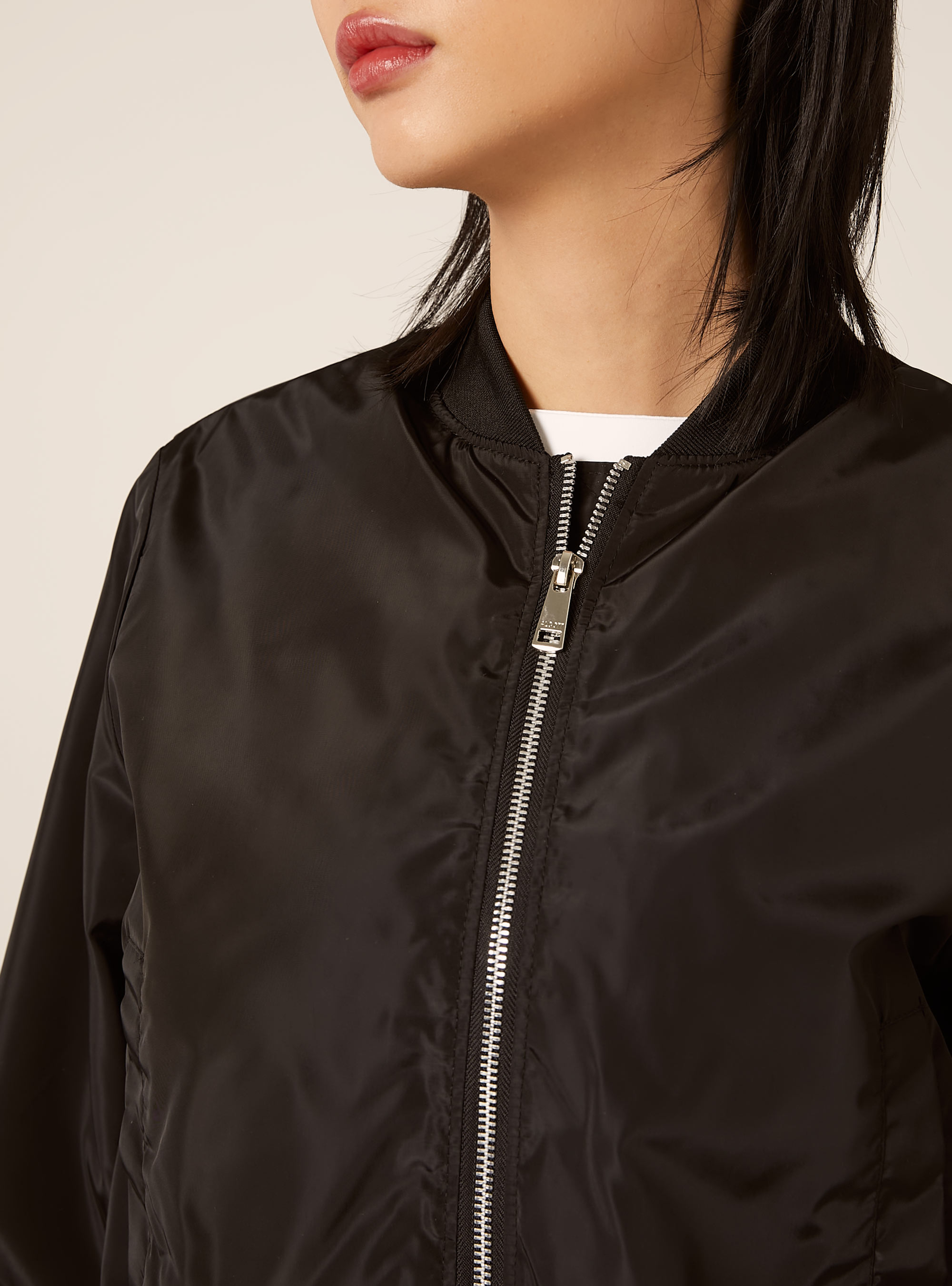 Shiny boxy fit bomber jacket, BK1 BLACK
