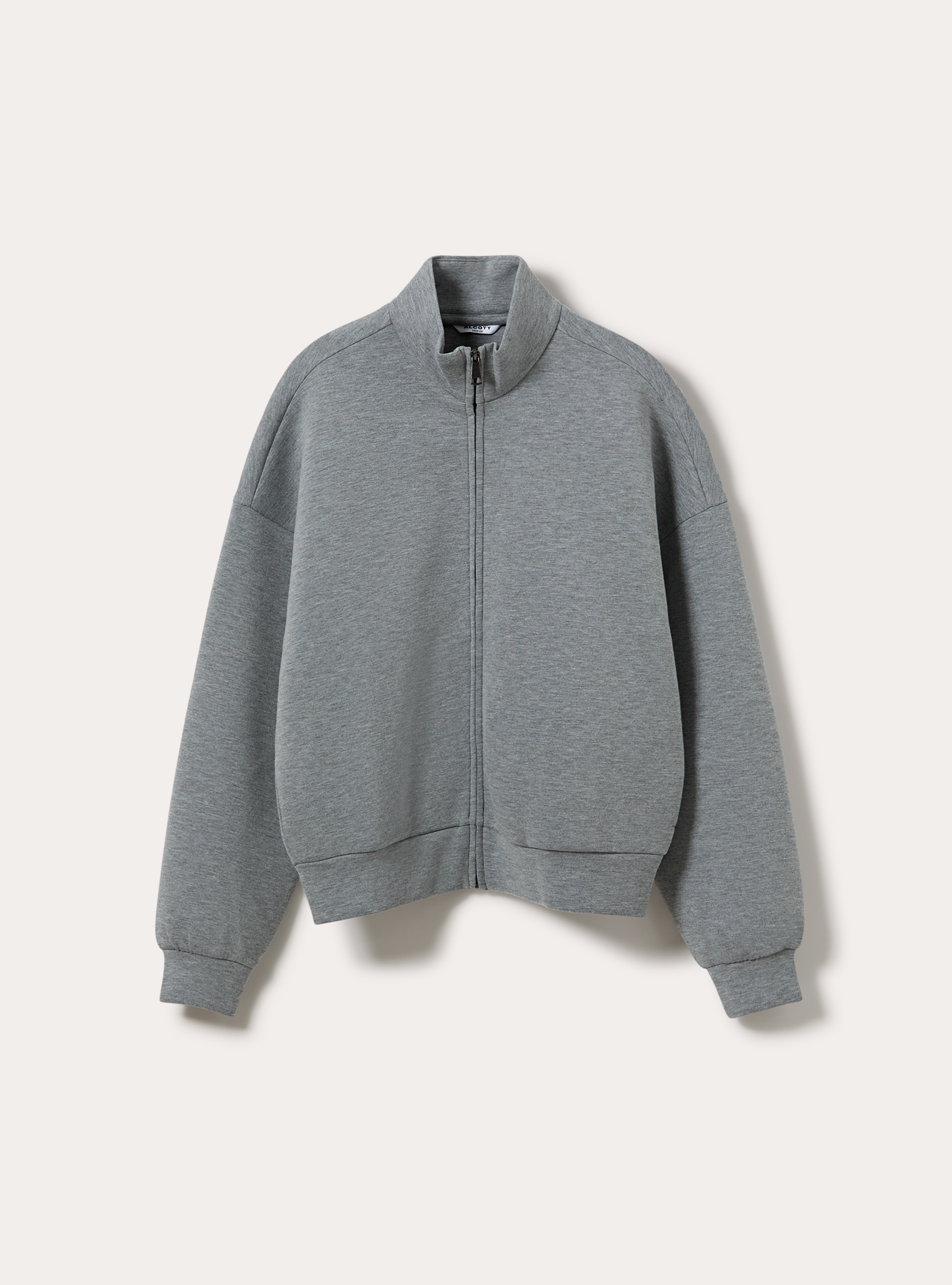 Cardigan in scuba boxy fit, GRIGIO MEDIO MELANGE