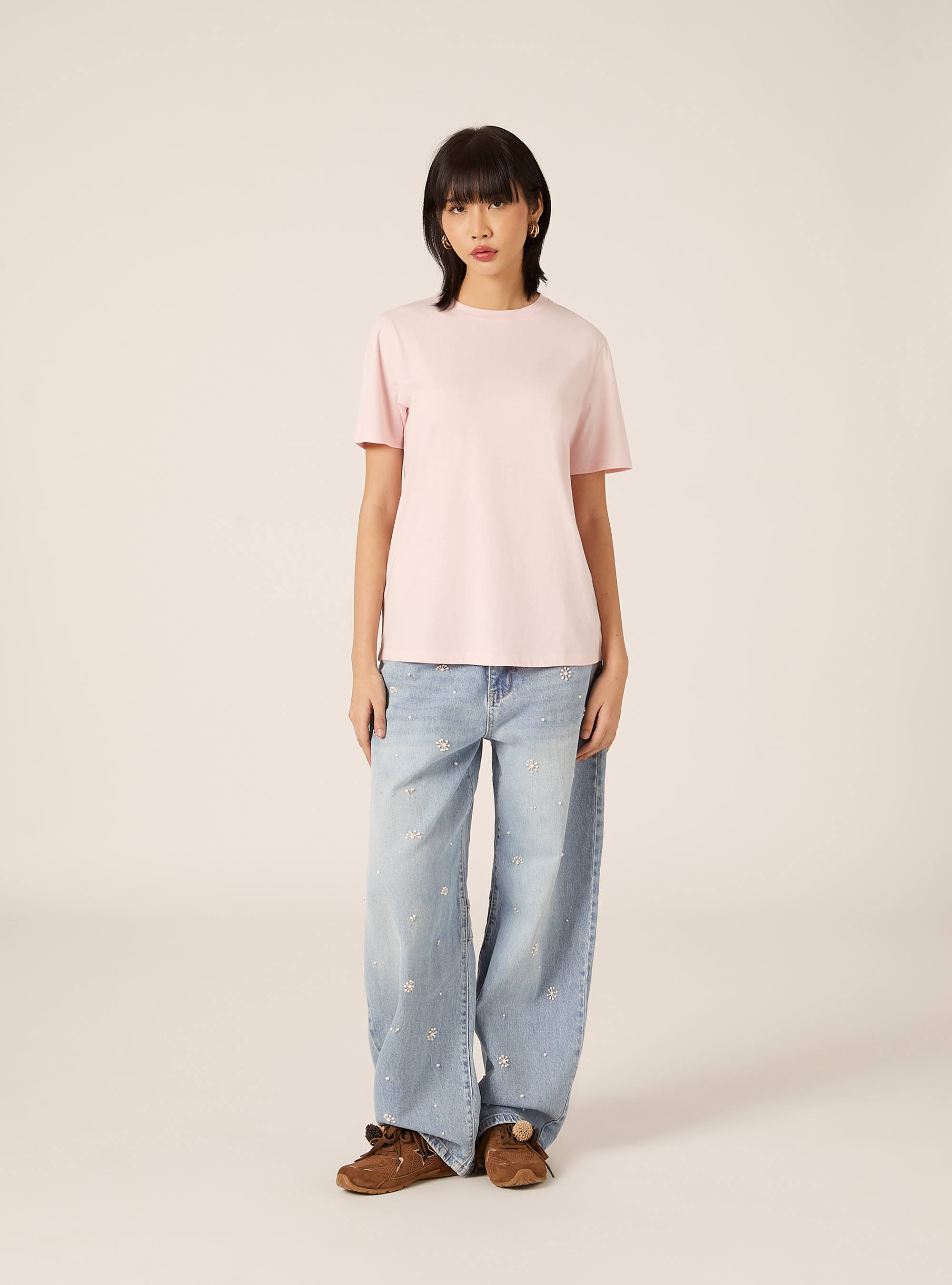 Camiseta de cuello redondo de algod&oacute;n, PK3 PINK LIGHT