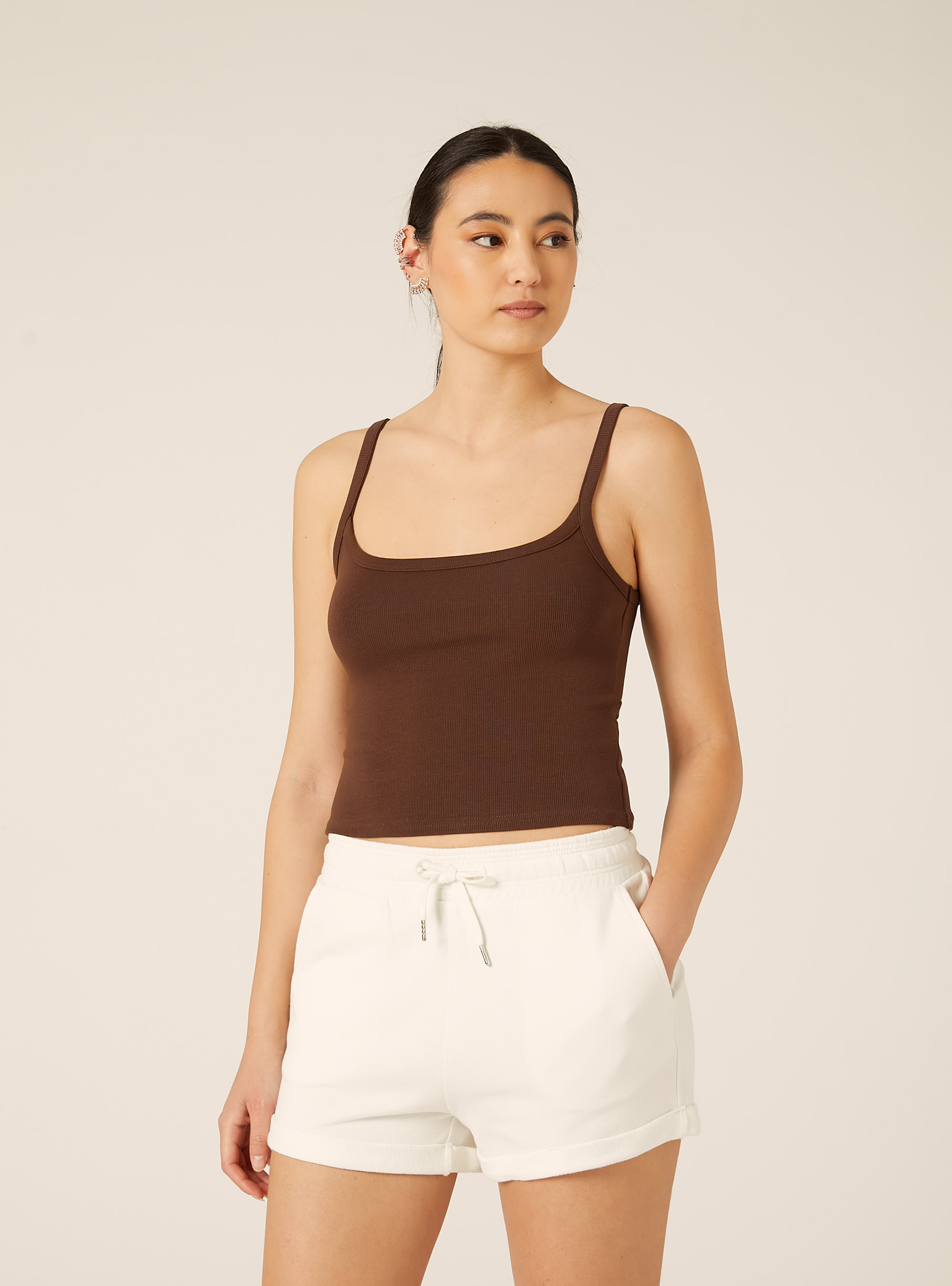 Debardeur Crop Cotele Basic, BR2 BROWN MEDIUM