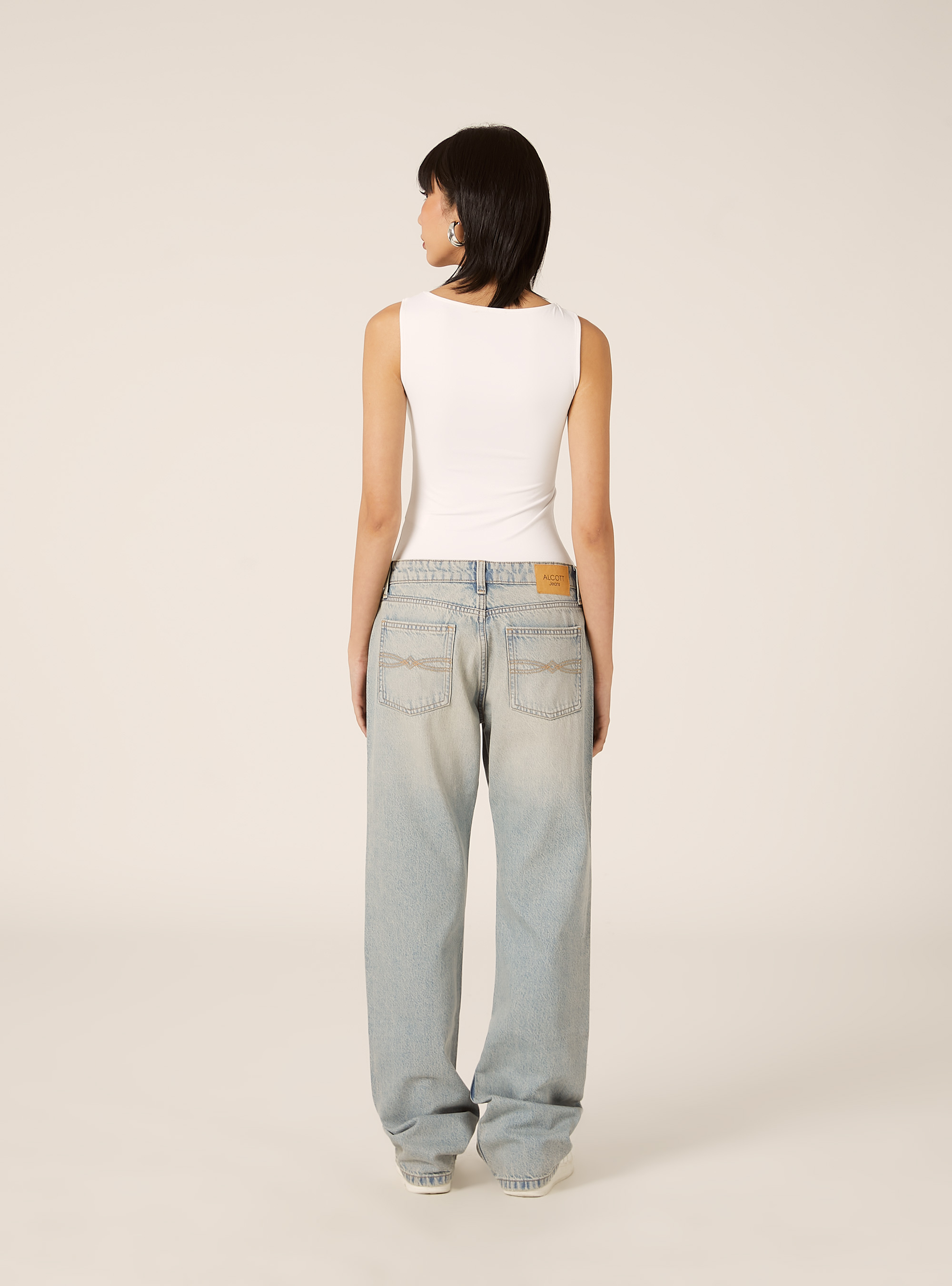 Jeans droit taille basse, D006 AZURE