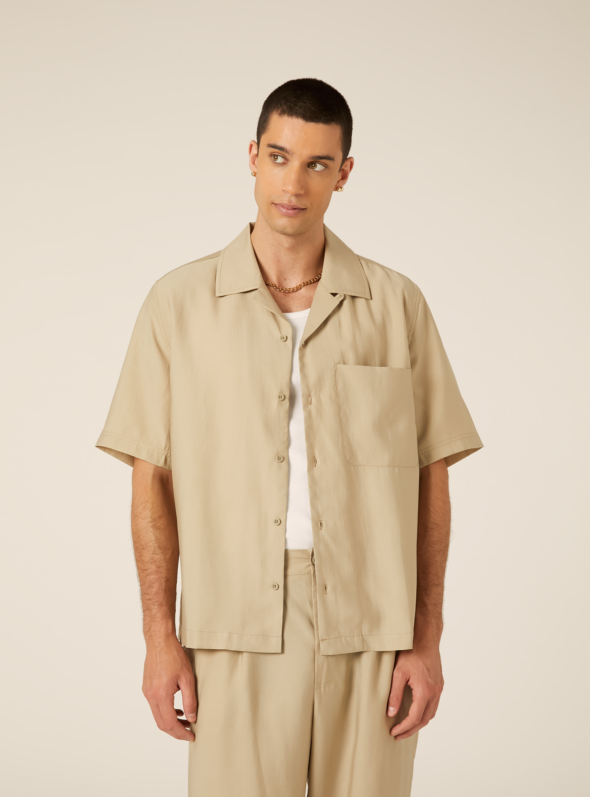 Chemise Fluide &agrave; Manches Courtes, BG2 BEIGE MEDIUM
