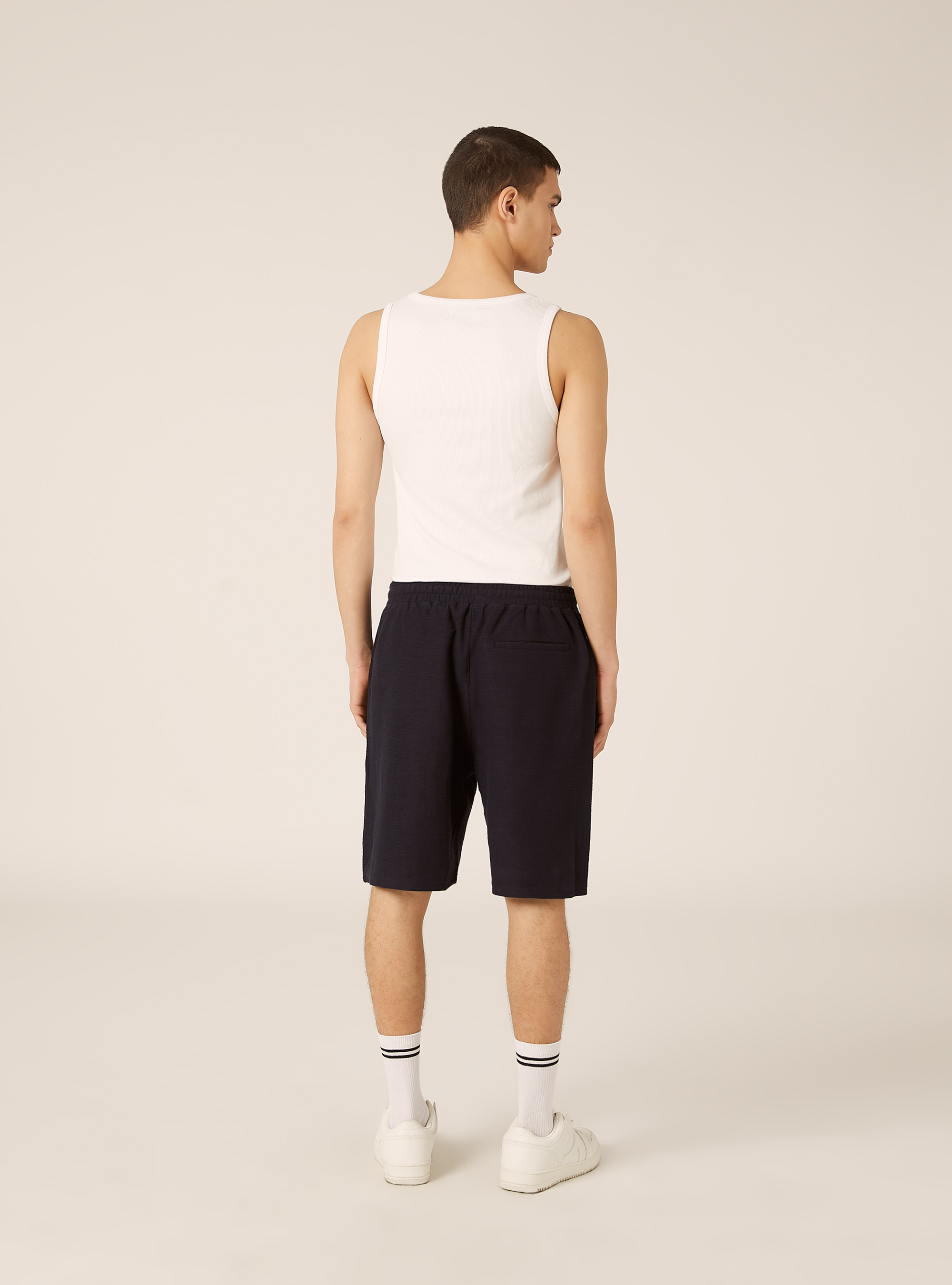 Bermudashorts aus Baumwolle mit Struktur, NA1 NAVY DARK