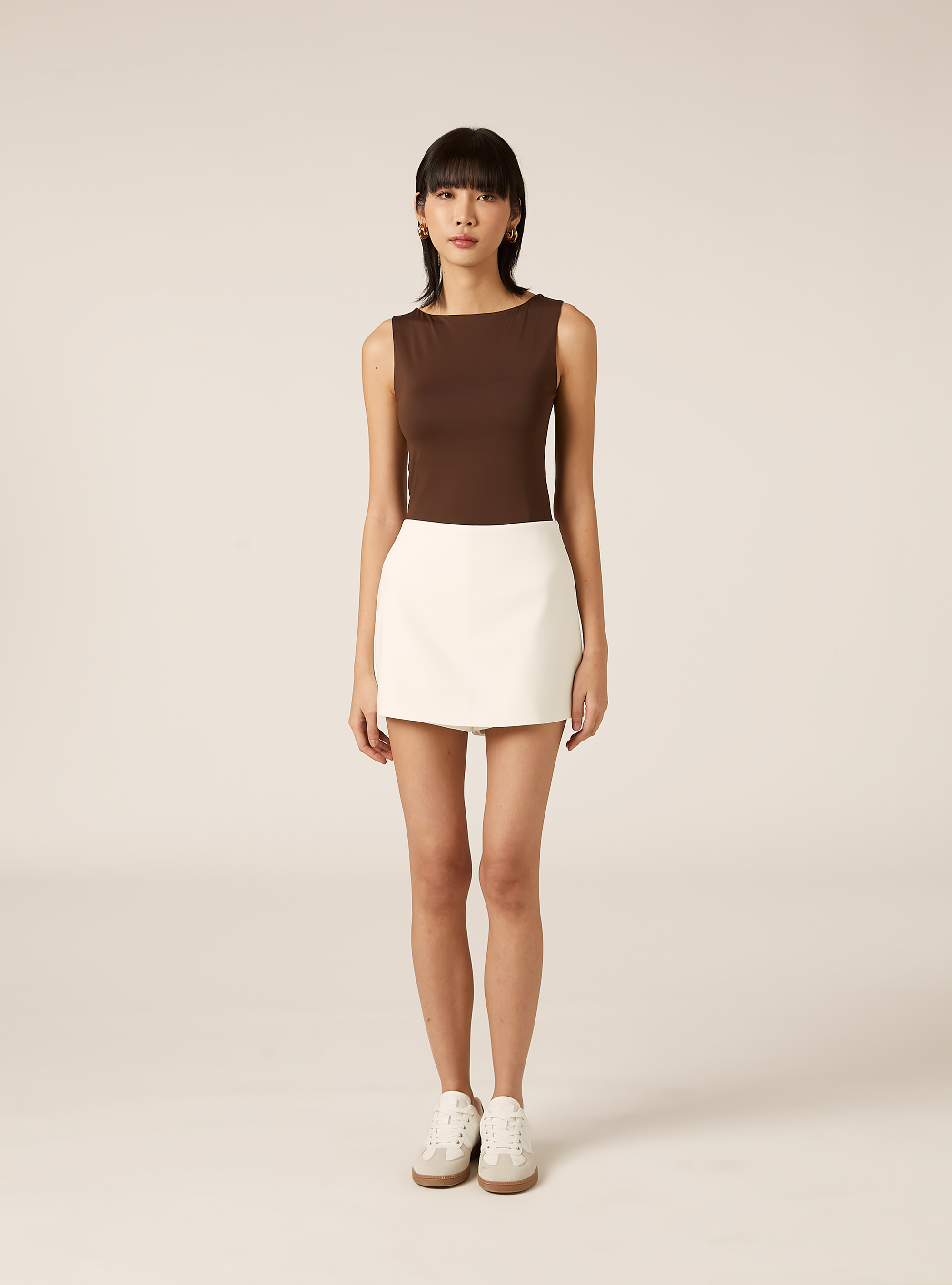 Basic high-waisted skort, WH2 WHITE