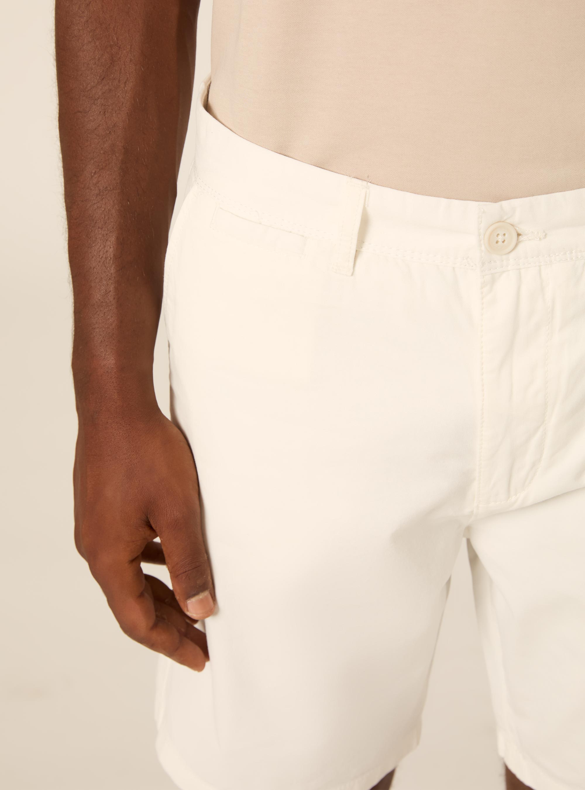 Bermuda in twill in tinta unita, OFF WHITE