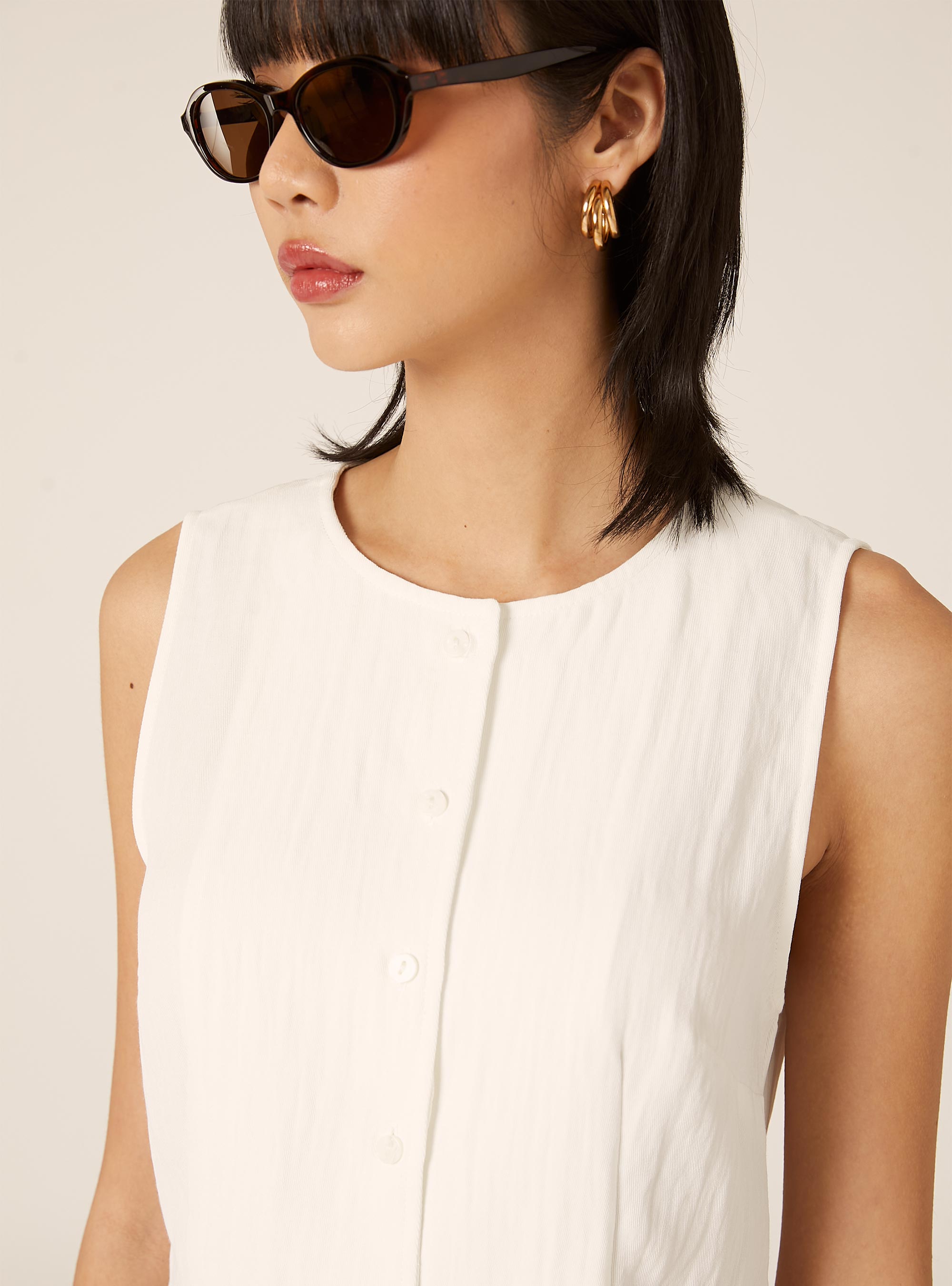 Tailored textured waistcoat, WH3 WHITE