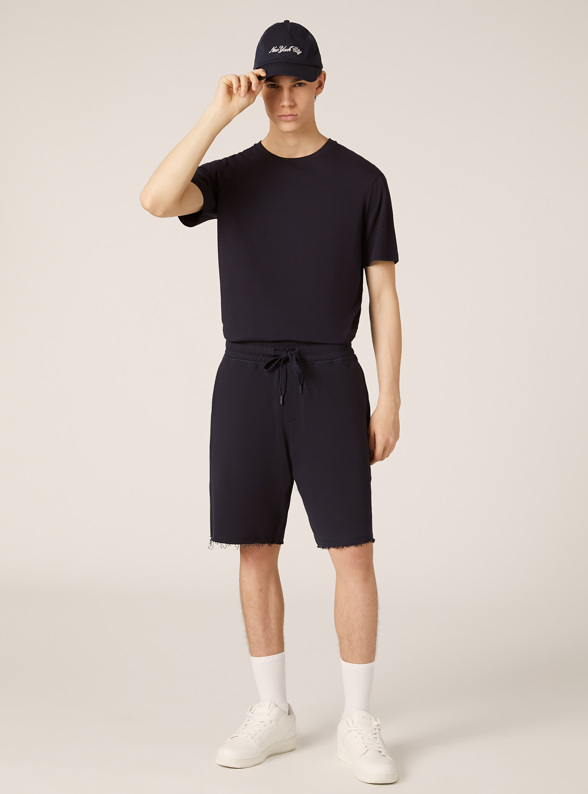 Bermuda jogger in cotone, NAVY SCURO