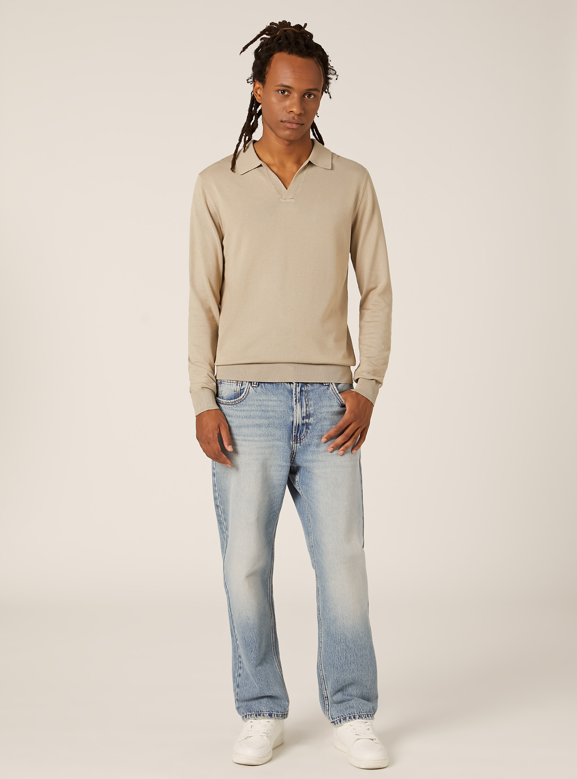 Polo en maille douce, BG2 BEIGE MEDIUM
