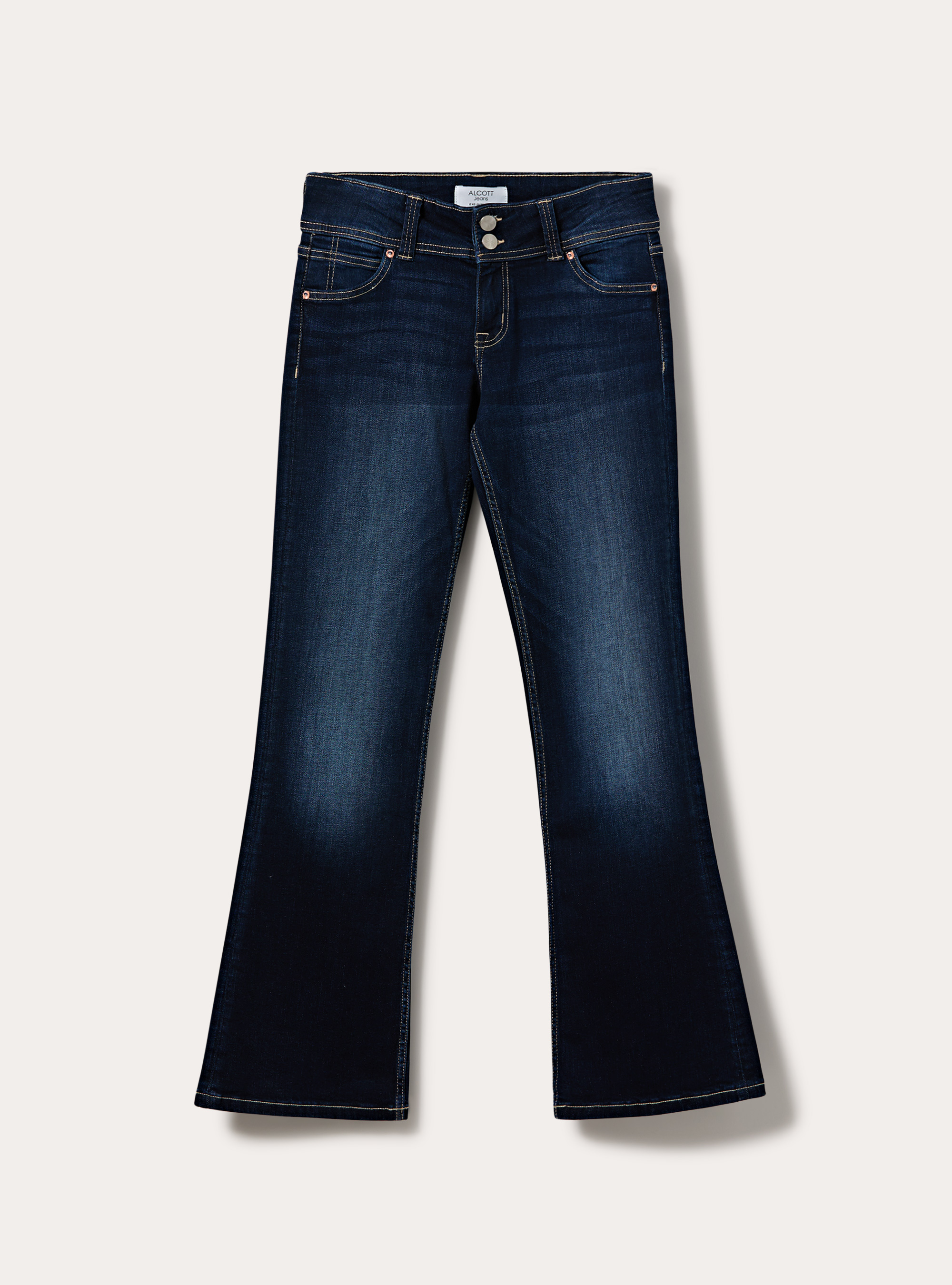 Jean bootcut taille basse avec poches &agrave; rabat, D002 MEDIUM DARK BLUE