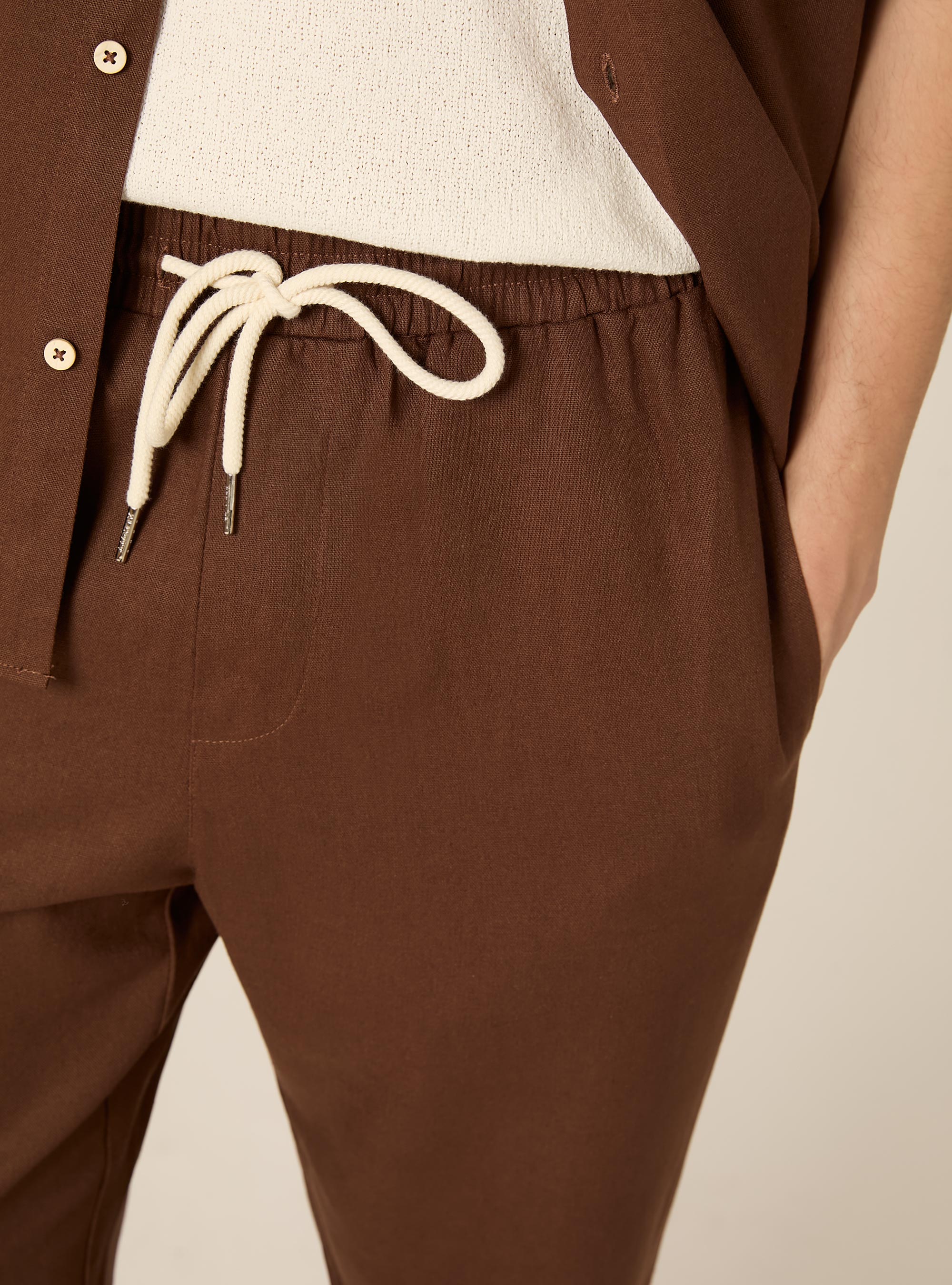 Jogginghose aus Leinenmischung, BR1 BROWN DARK