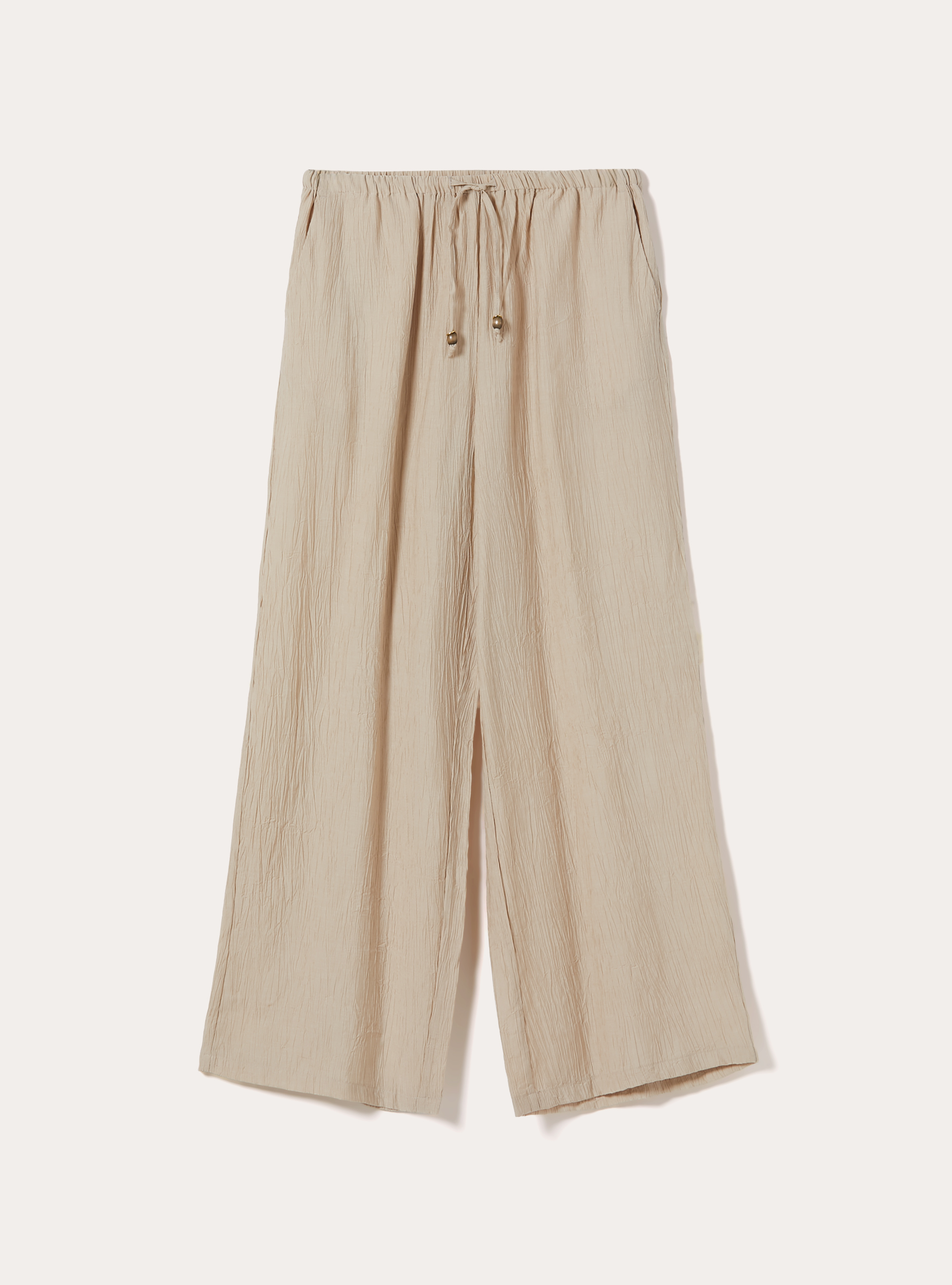 Pantaloni ampi con vita elasticizzata in crepe, BG2 BEIGE MEDIUM