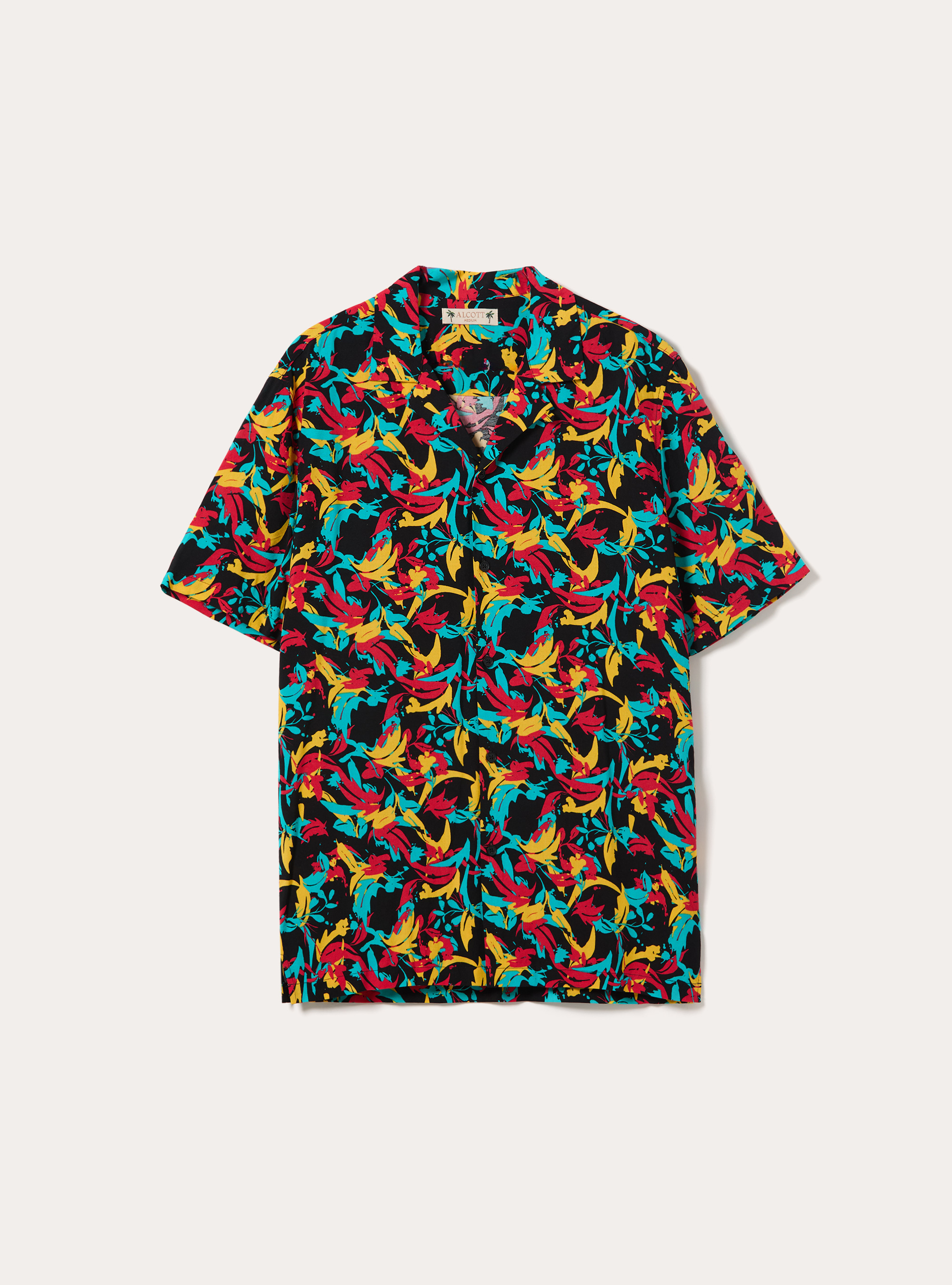 Chemise Bowling &agrave; Imprim&eacute; Abstrait Multicolore, C101 BLACK