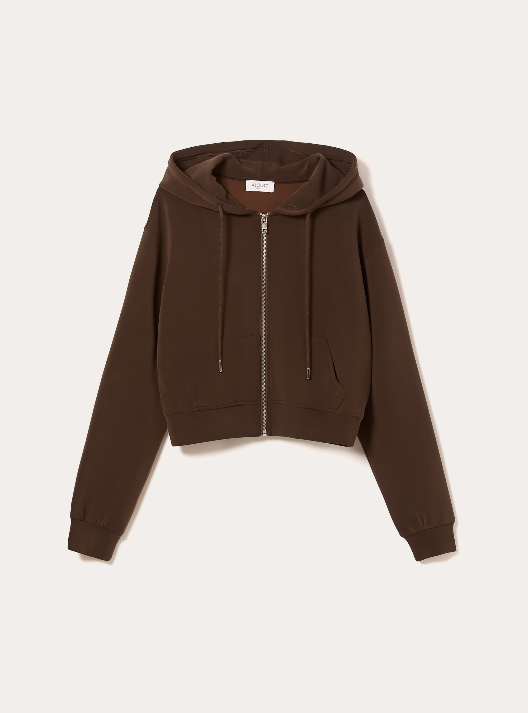 Chaqueta con cremallera y capucha soft touch, BR1 BROWN DARK