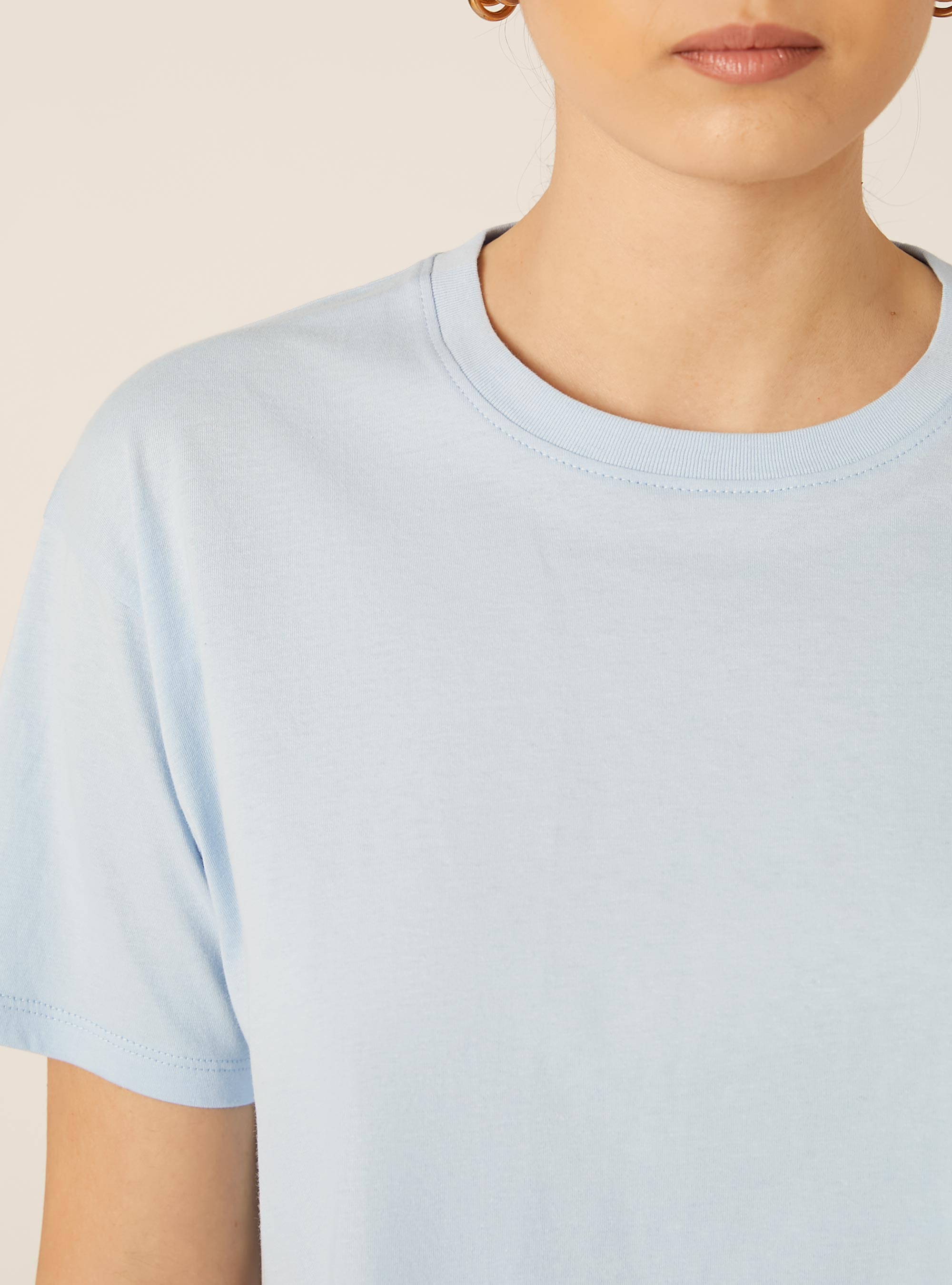 Basic Crew Neck Cropped T-Shirt, AZ2 AZURE MEDIUM