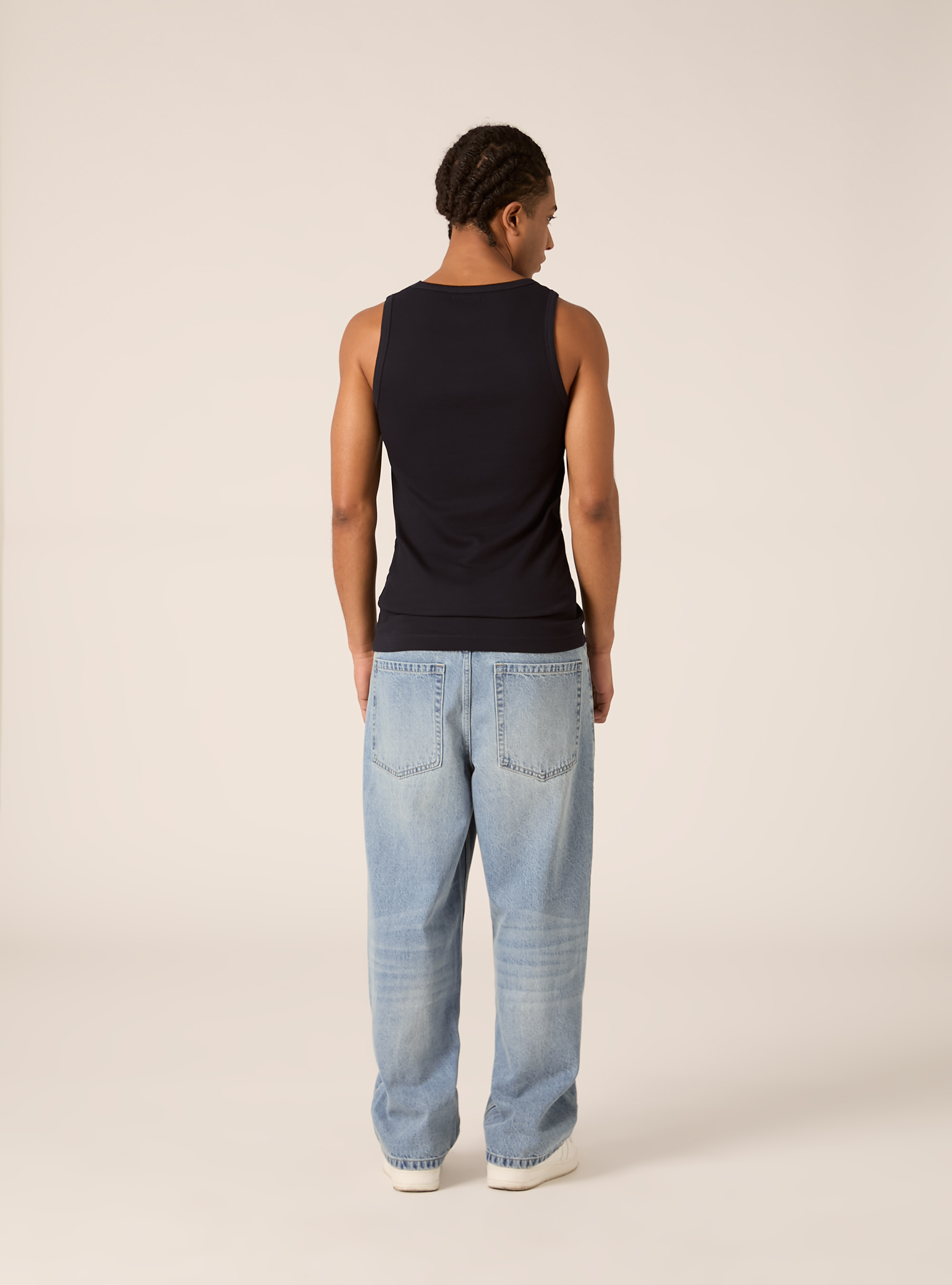 Slim Fit Ribbed Cotton Tank Top, NA1 NAVY DARK