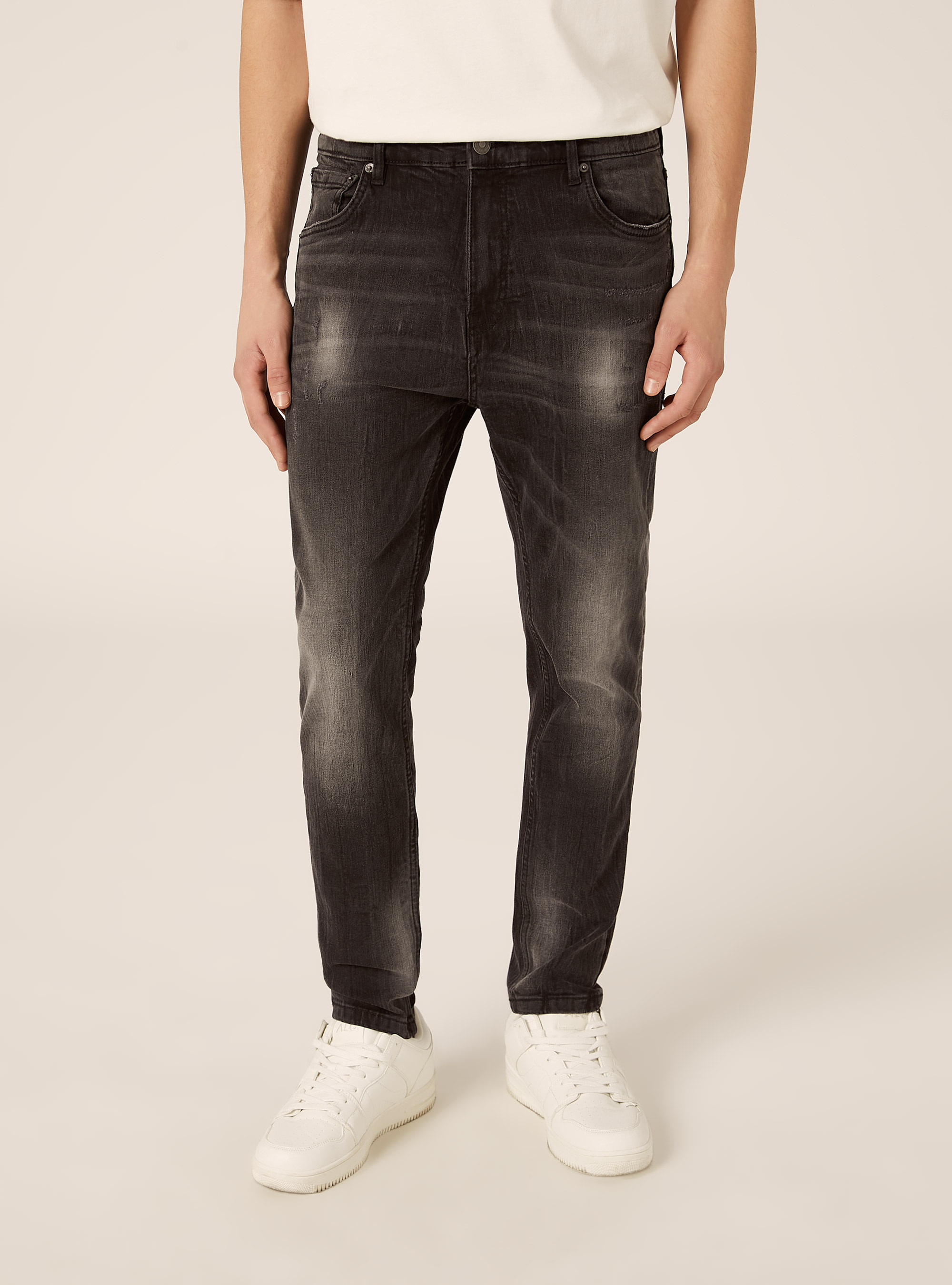 Vaqueros Stretch denim carrot fit, D000 BLACK