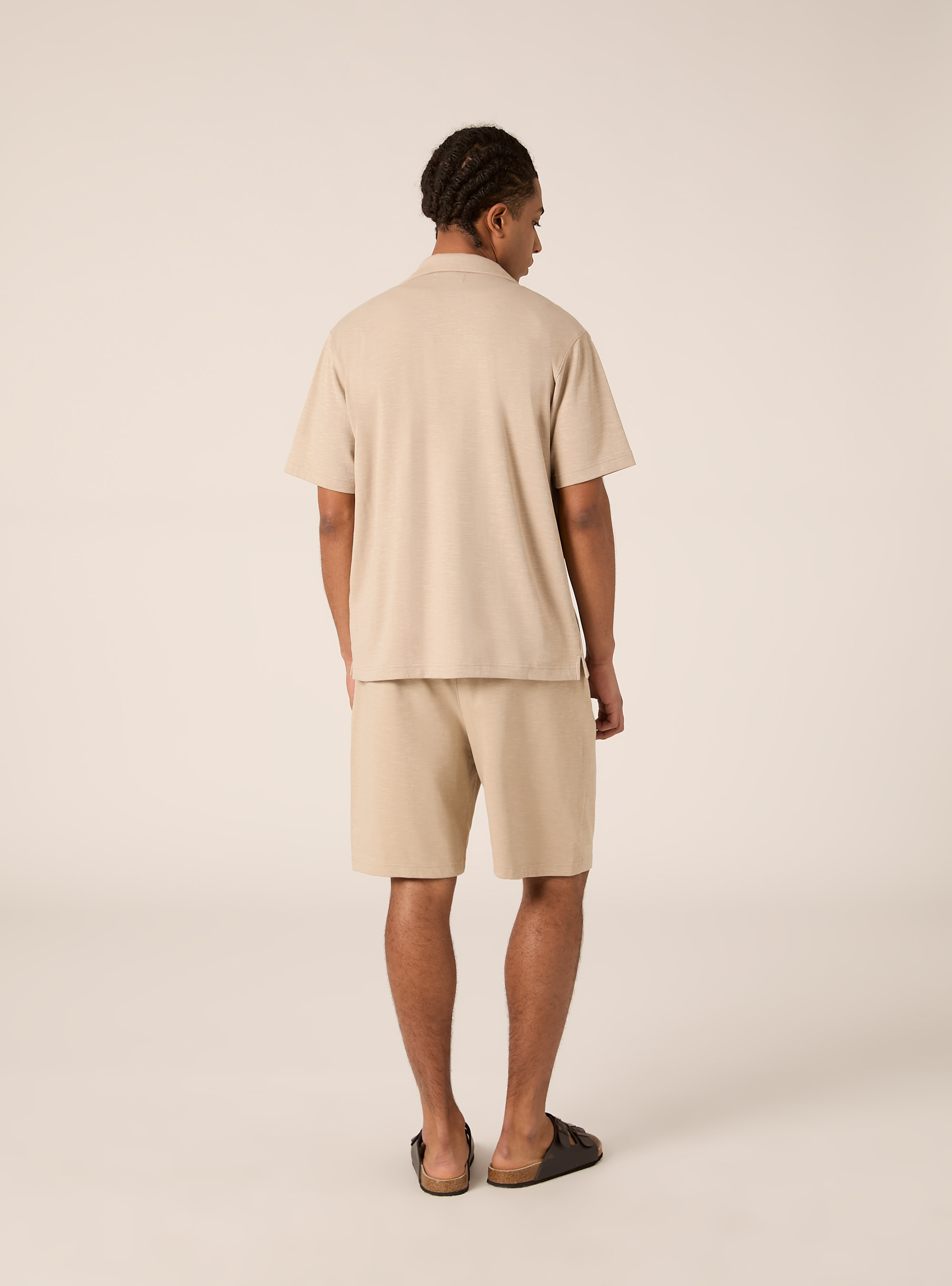 Kurz&auml;rmeliges Hemd aus Jersey, BG2 BEIGE MEDIUM