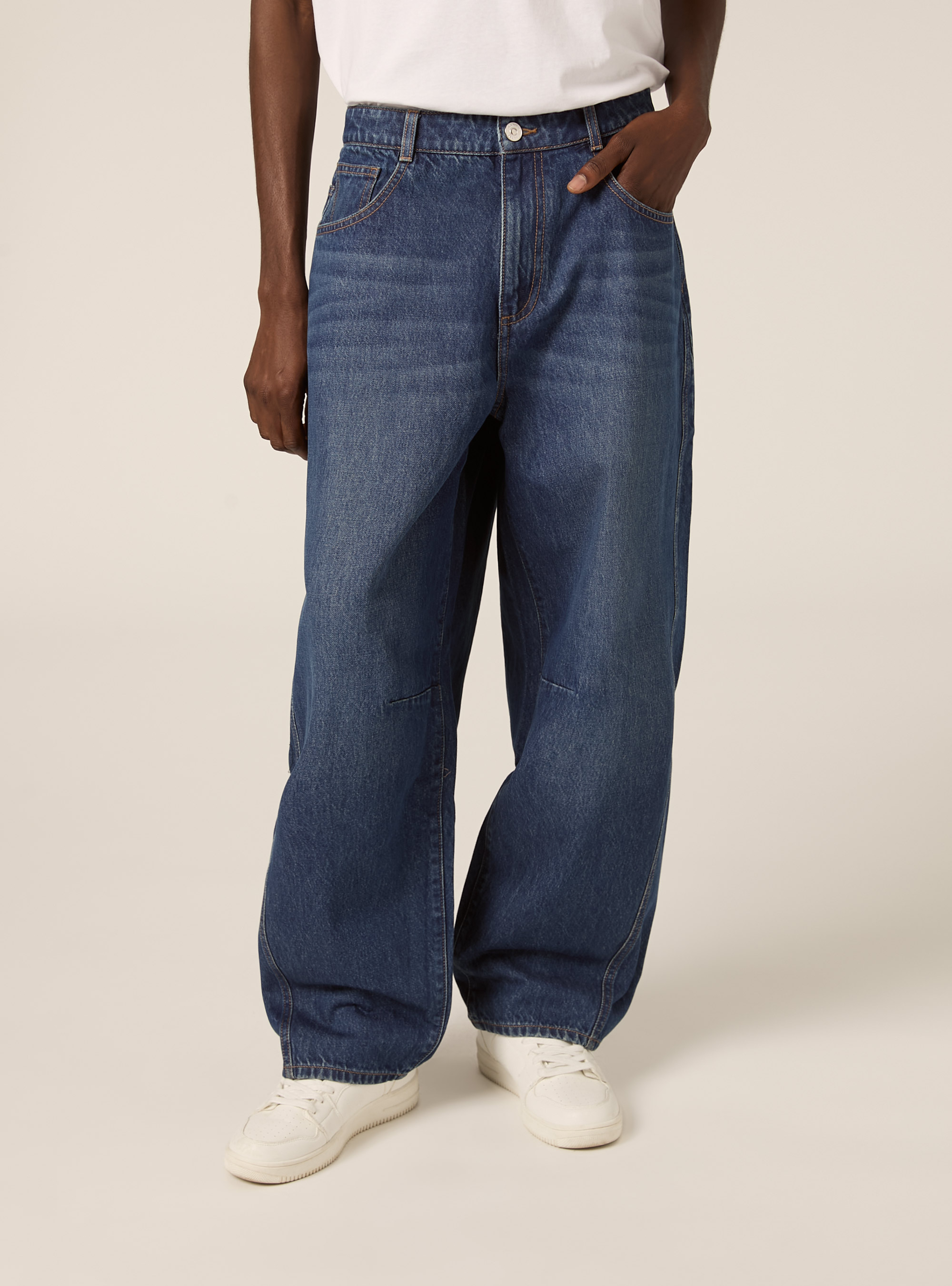 Jeans coupe ballon, D002 MEDIUM DARK BLUE