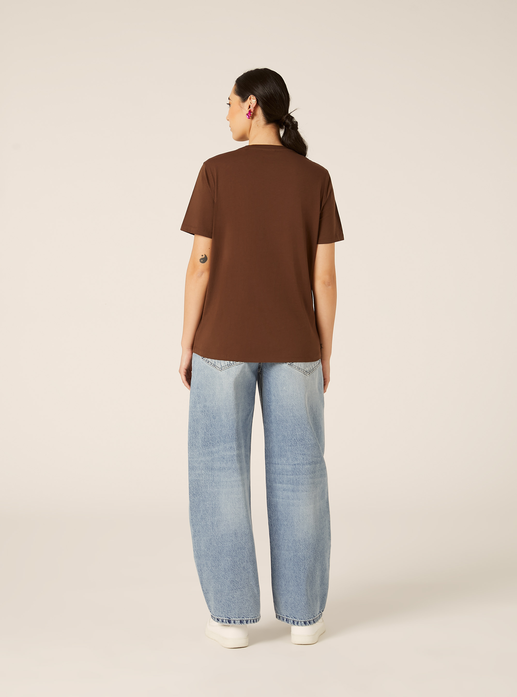 Camiseta con estampado metalizado, BR2 BROWN MEDIUM