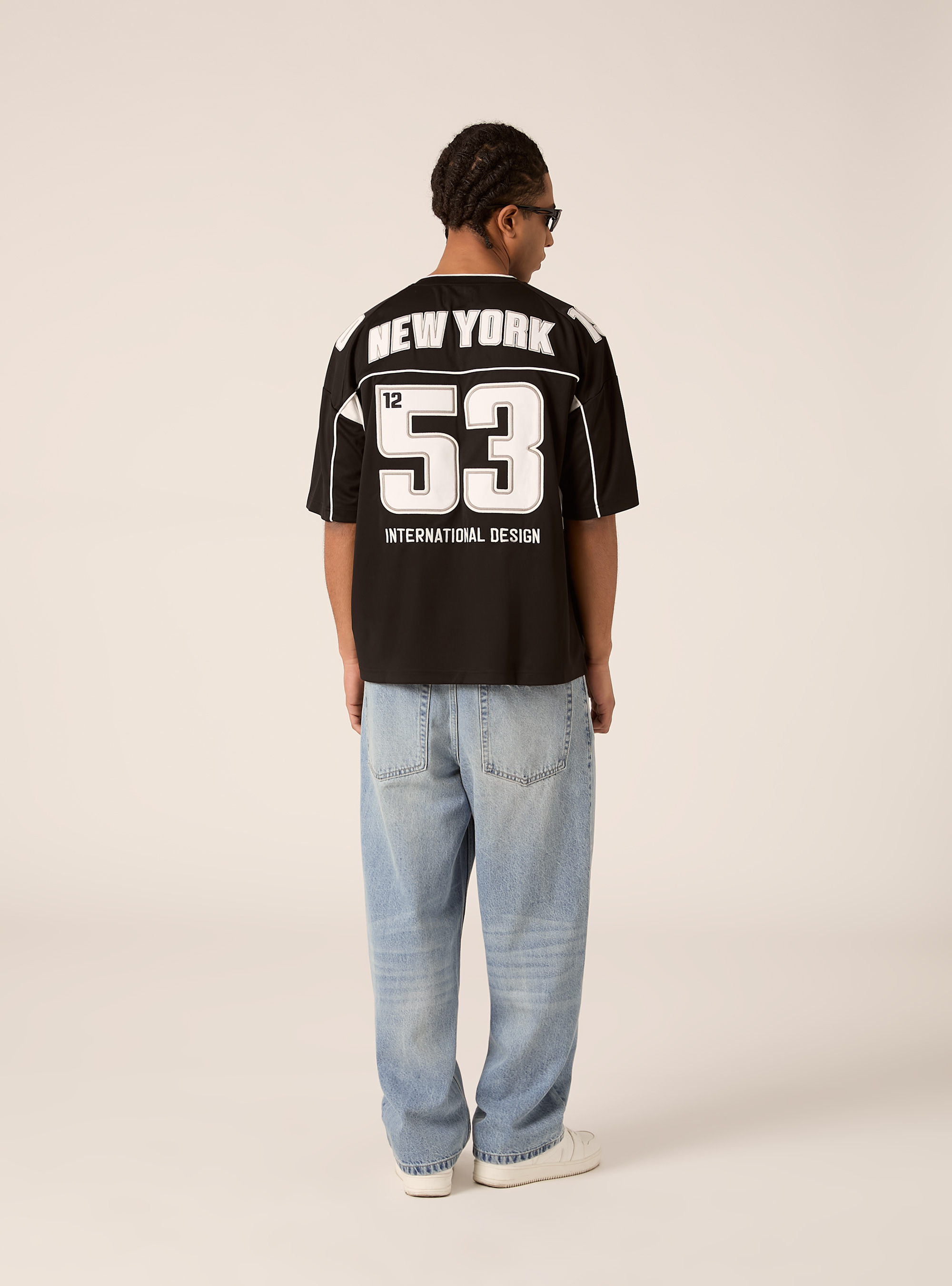 Football-T-Shirt mit Aufn&auml;hern, BK1 BLACK