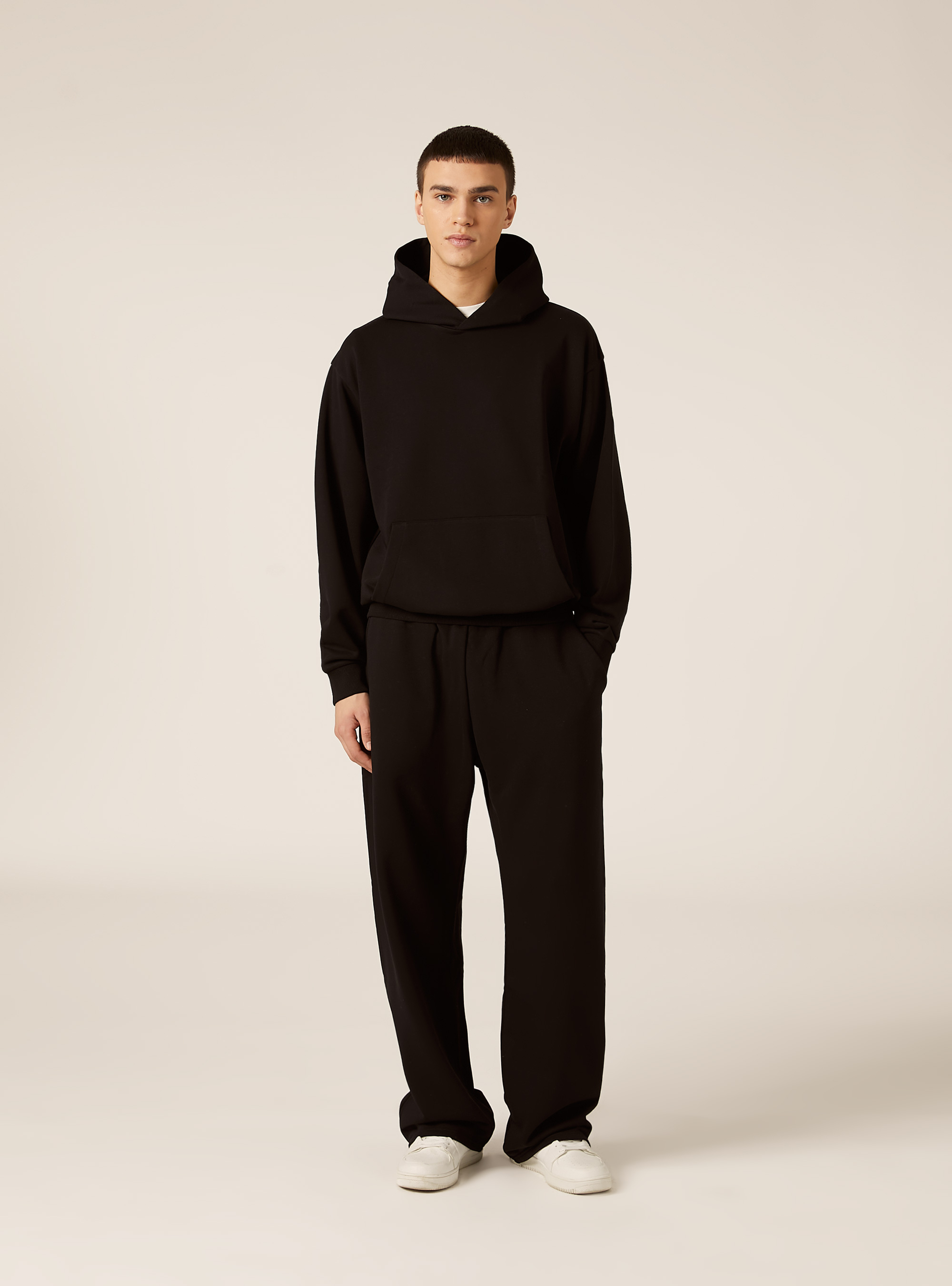 Sweat-shirt ample &agrave; capuche, BK1 BLACK