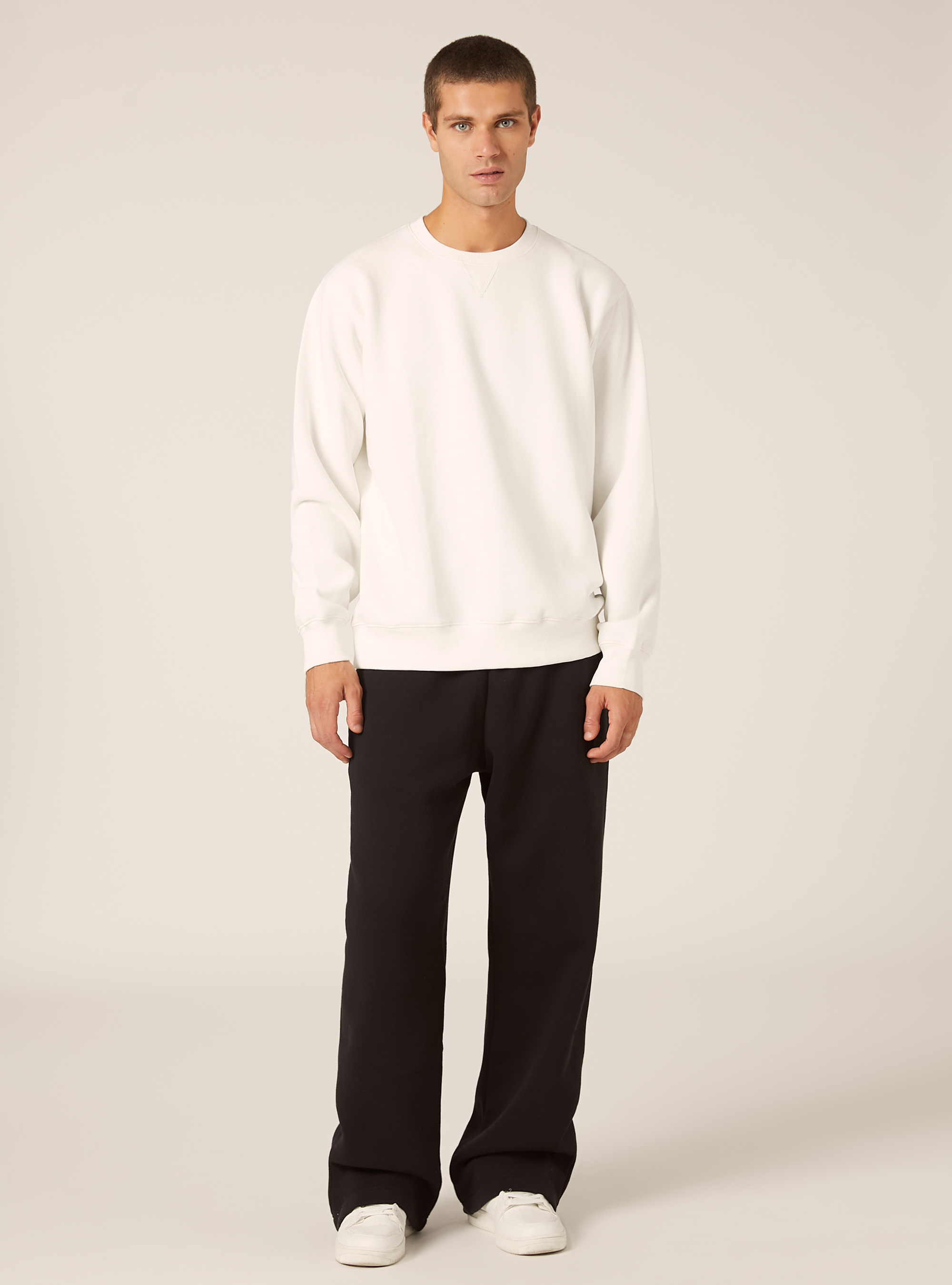 Sweat-shirt &agrave; col rond uni, WH2 WHITE