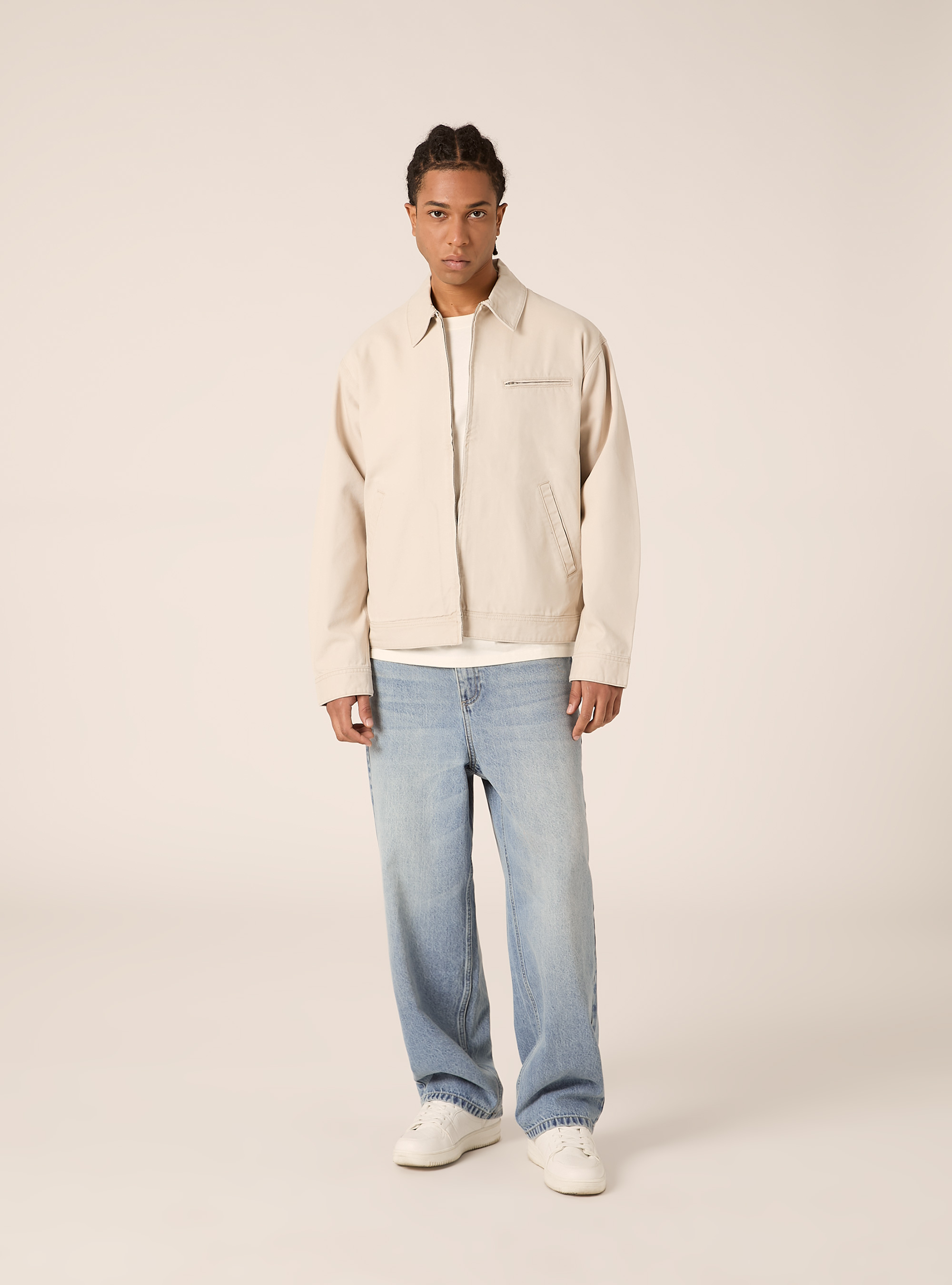 Canvas jacket with collar, BG3 BEIGE LIGHT