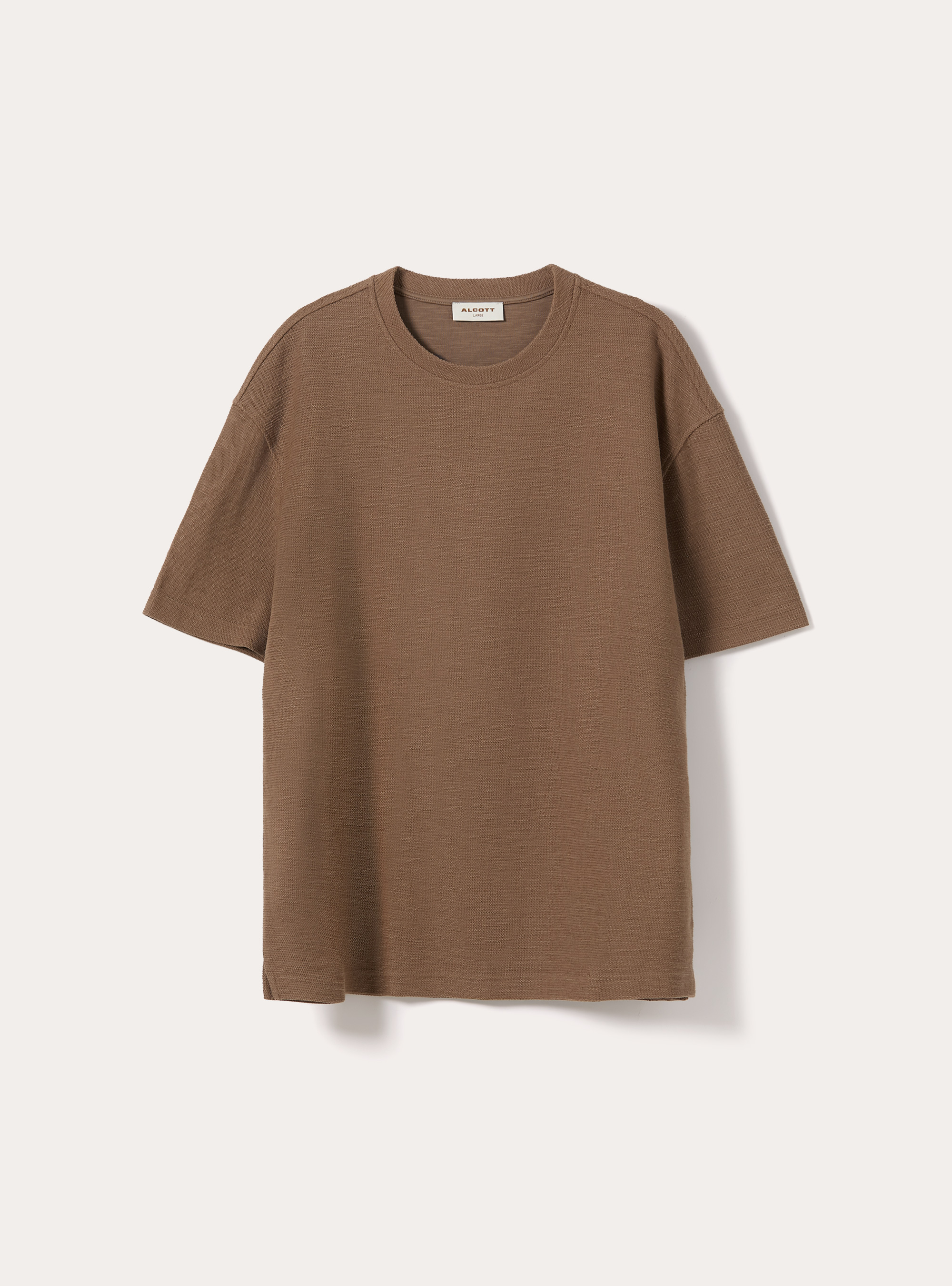 Textured cotton T-shirt, BR2 BROWN MEDIUM