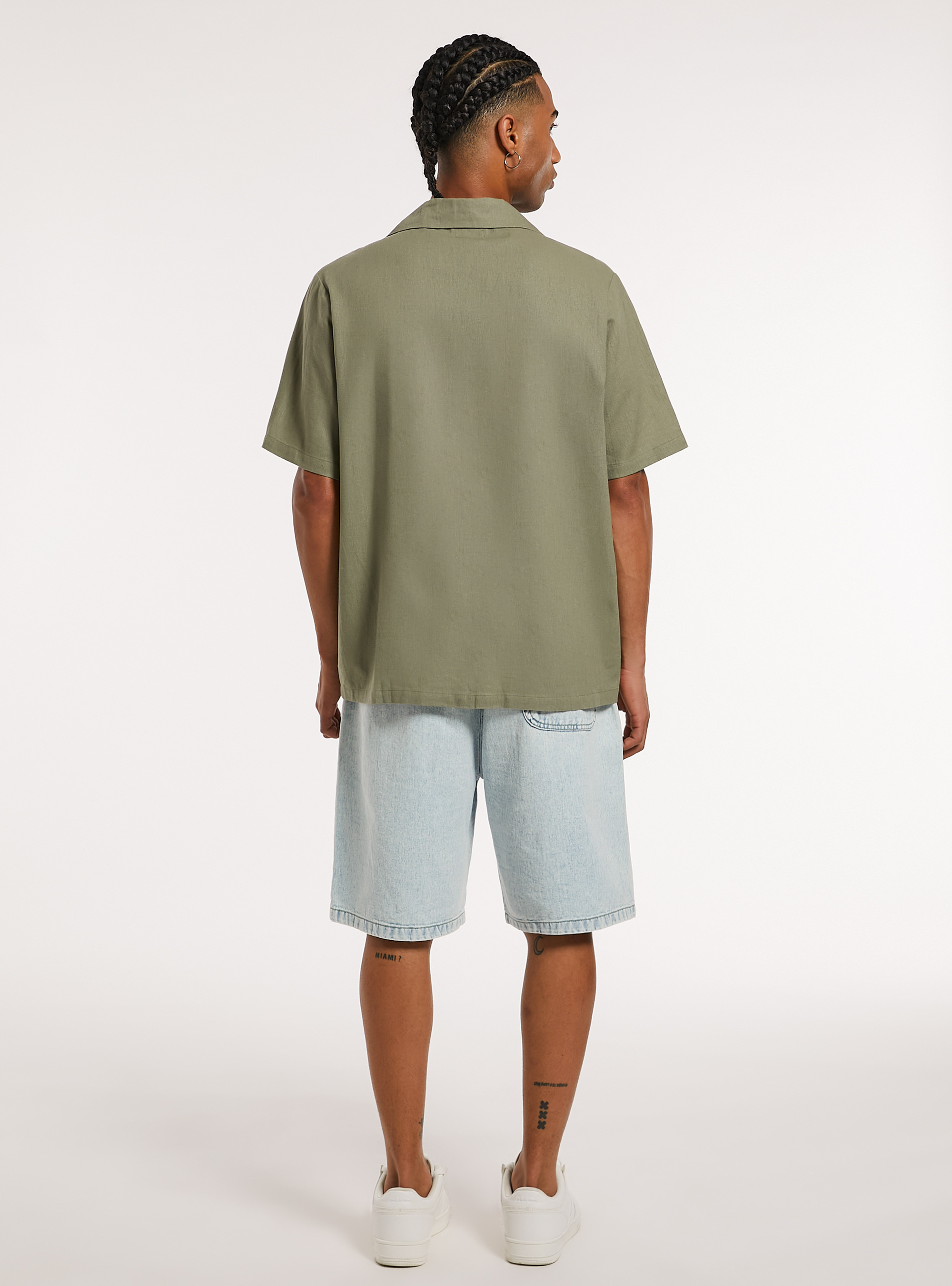 Camicia in misto  lino con tascone, KY2 KAKY MEDIUM