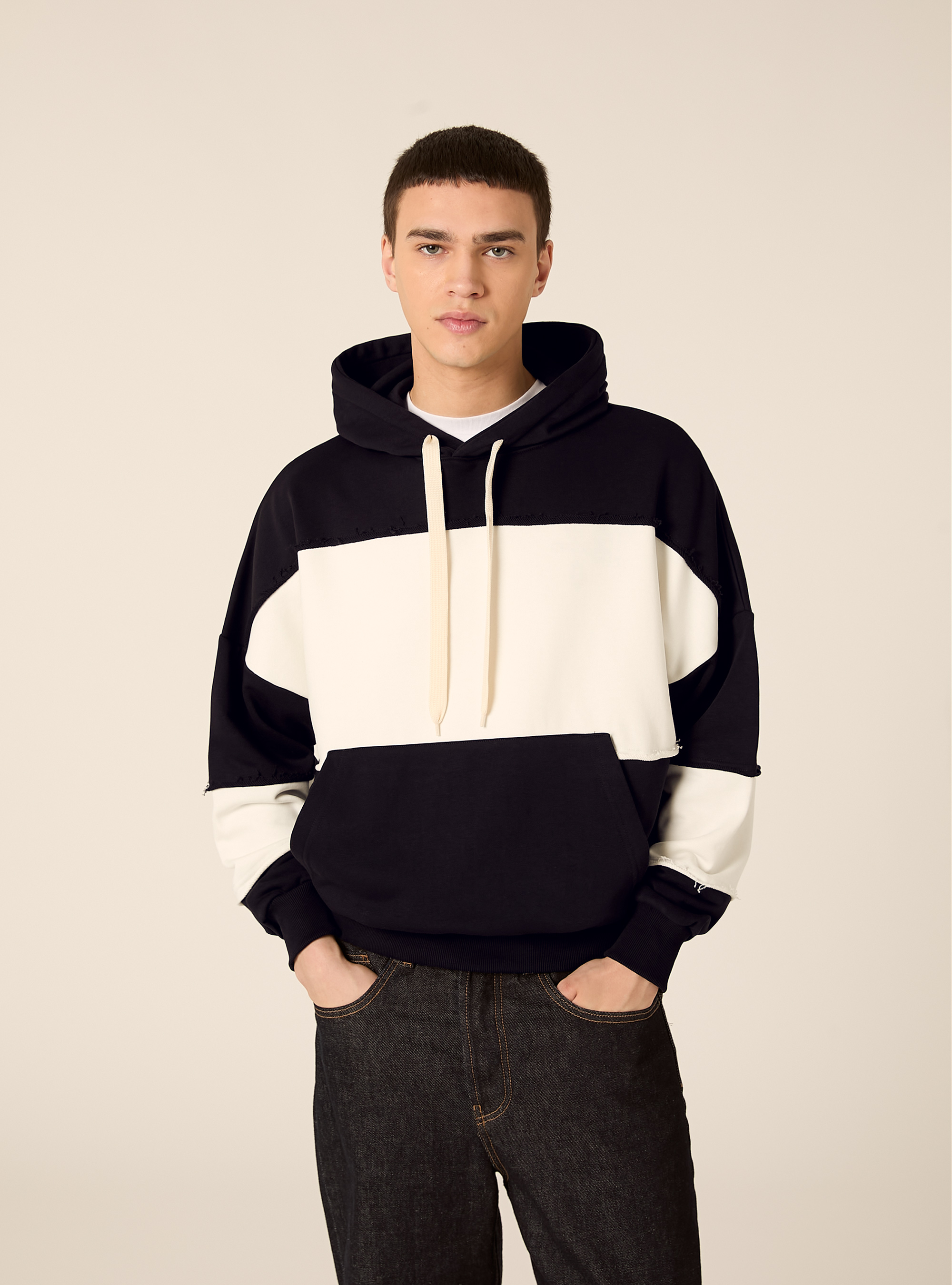 Sudadera a rayas de corte holgado, NA1 NAVY DARK