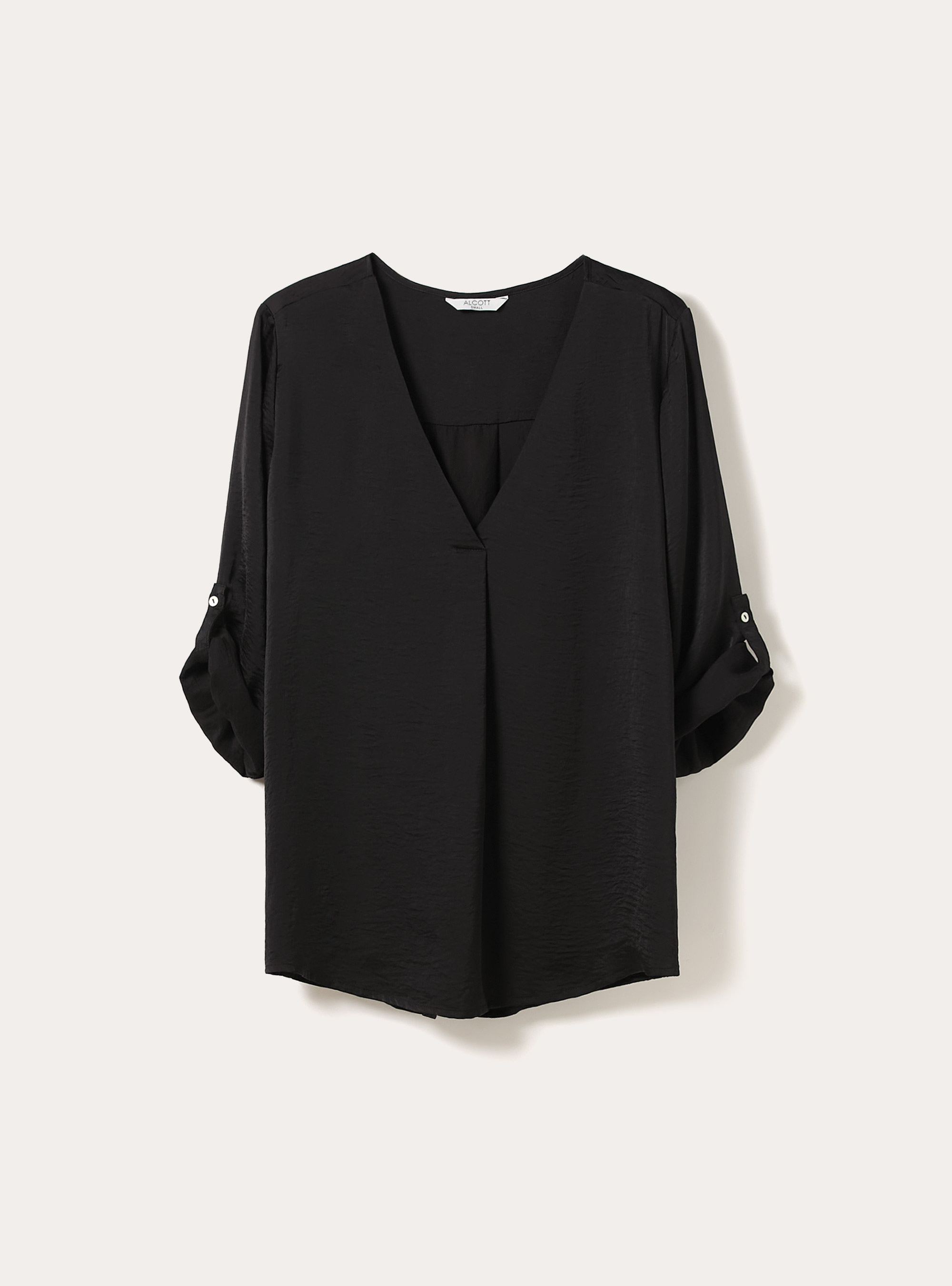 Blouse &agrave; encolure unie, BK1 BLACK
