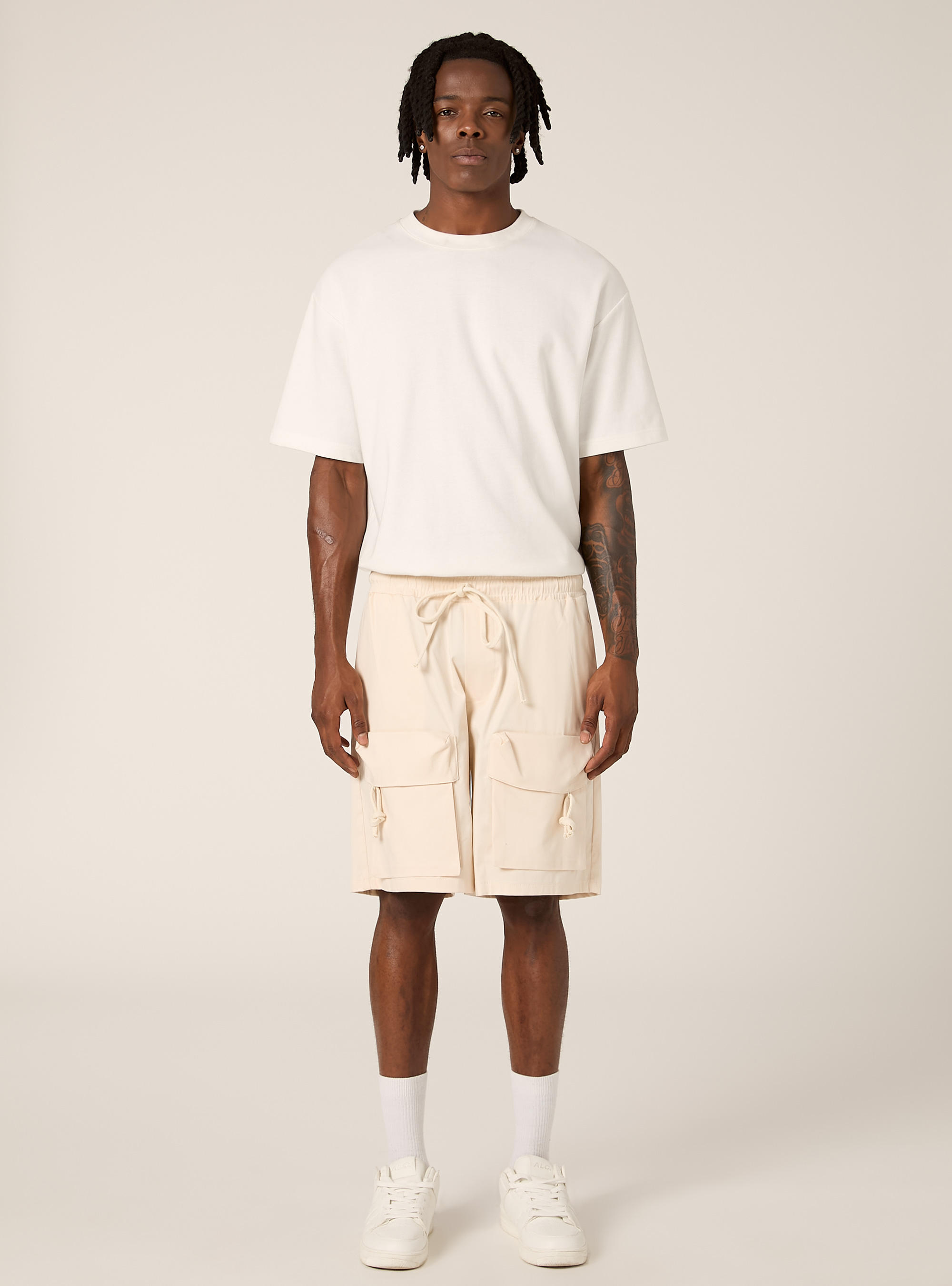 Bermudas cargo de algod&oacute;n, CR3 CREAM LIGHT