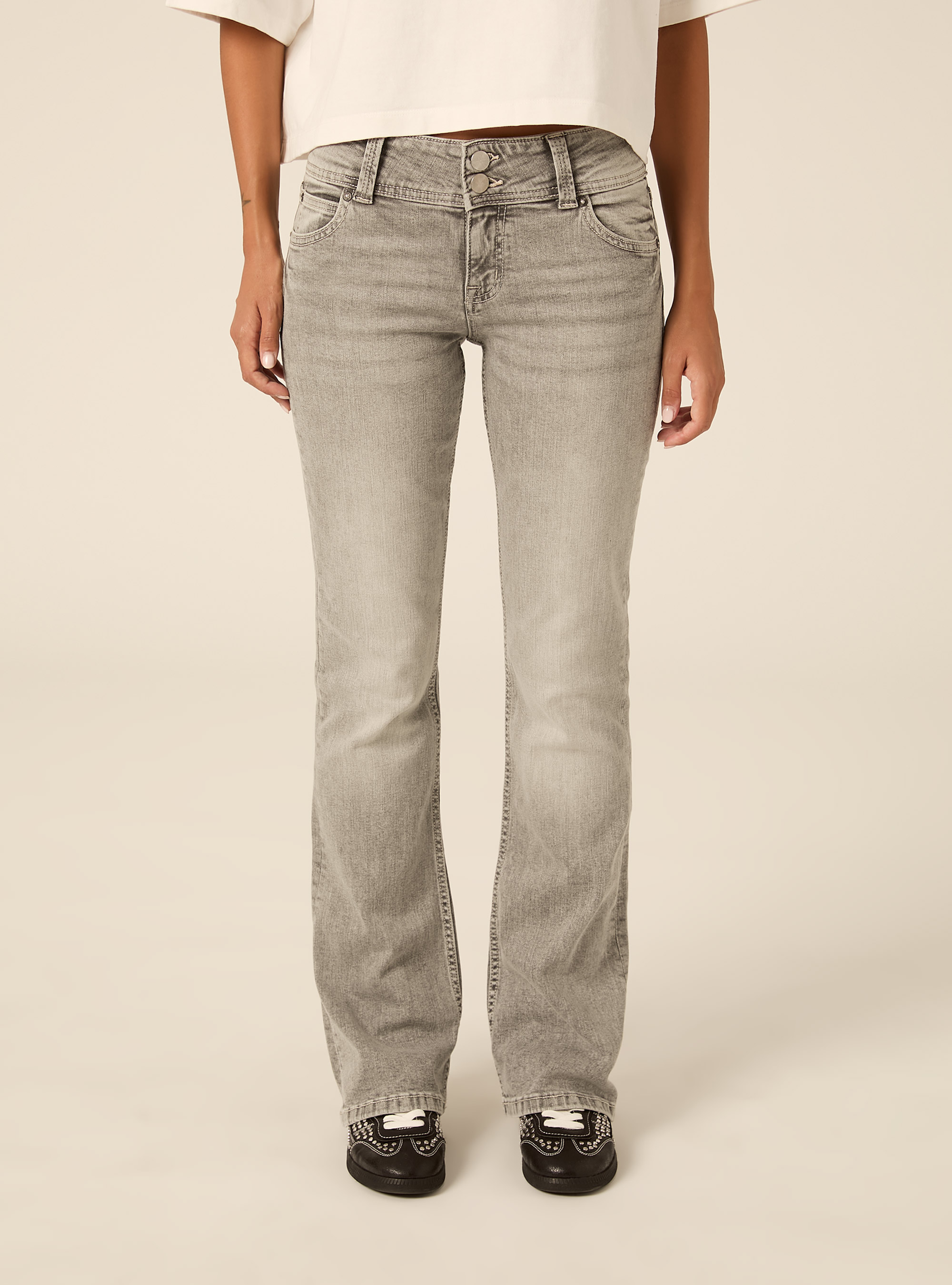 Jeans bootcut a vita bassa, D00G GREY