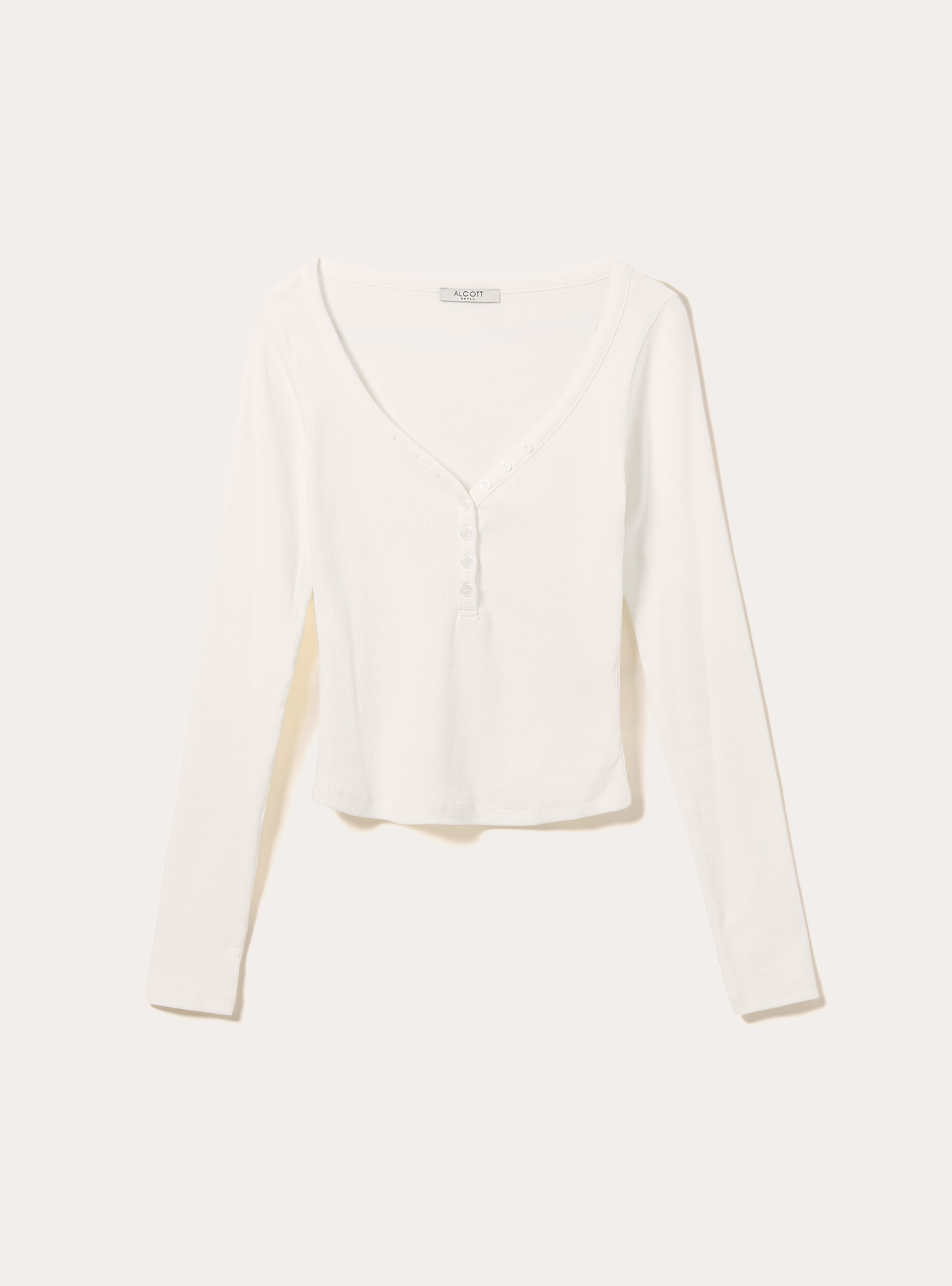 T-shirt &agrave; manches longues et encolure en V, WH2 WHITE
