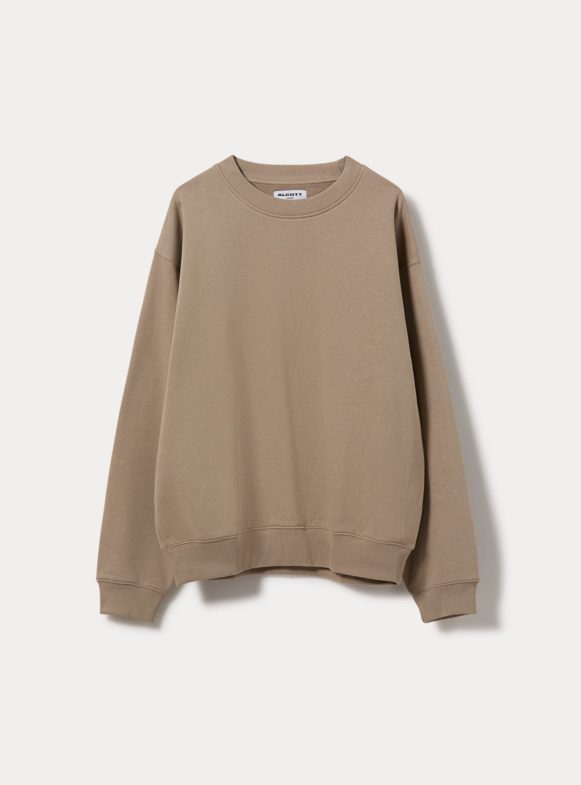 Basic boxy fit crewneck sweatshirt, BG2 BEIGE MEDIUM
