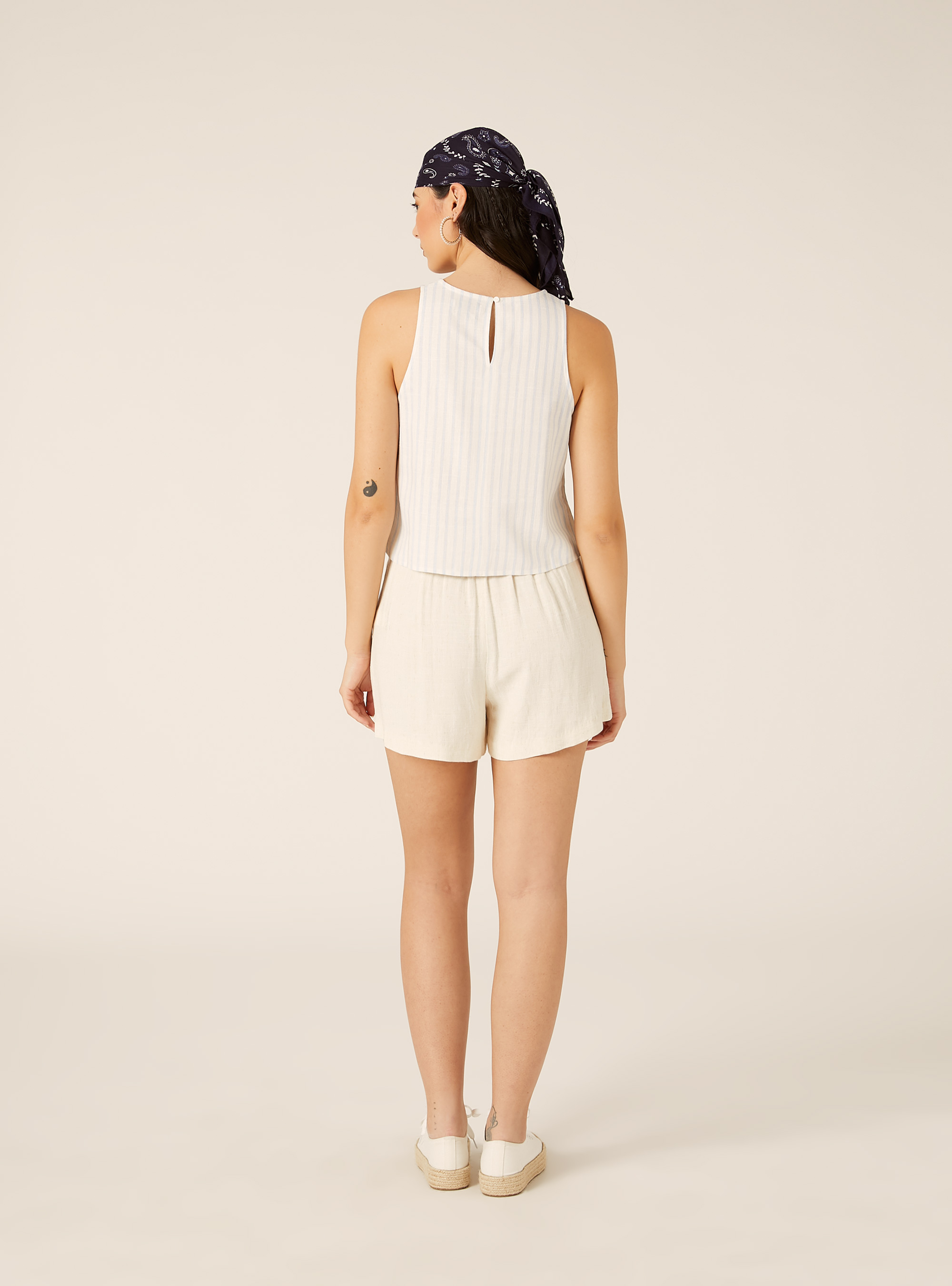 Basic-Tanktop aus Leinenmix, STR5 RIGA AZZURRA