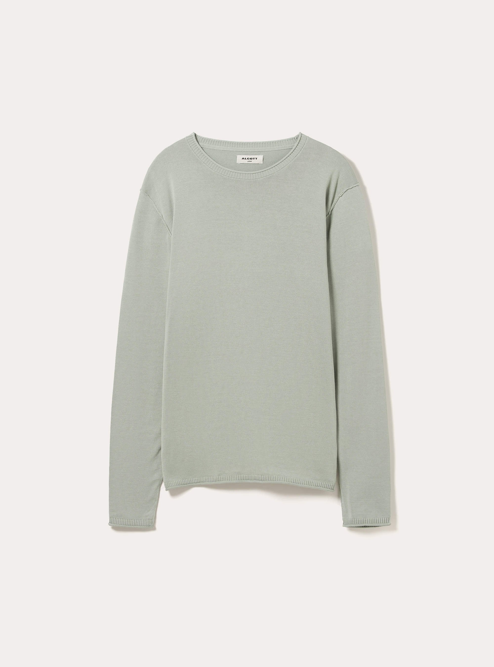Pullover girocollo in cotone, SALVIA CHIARO
