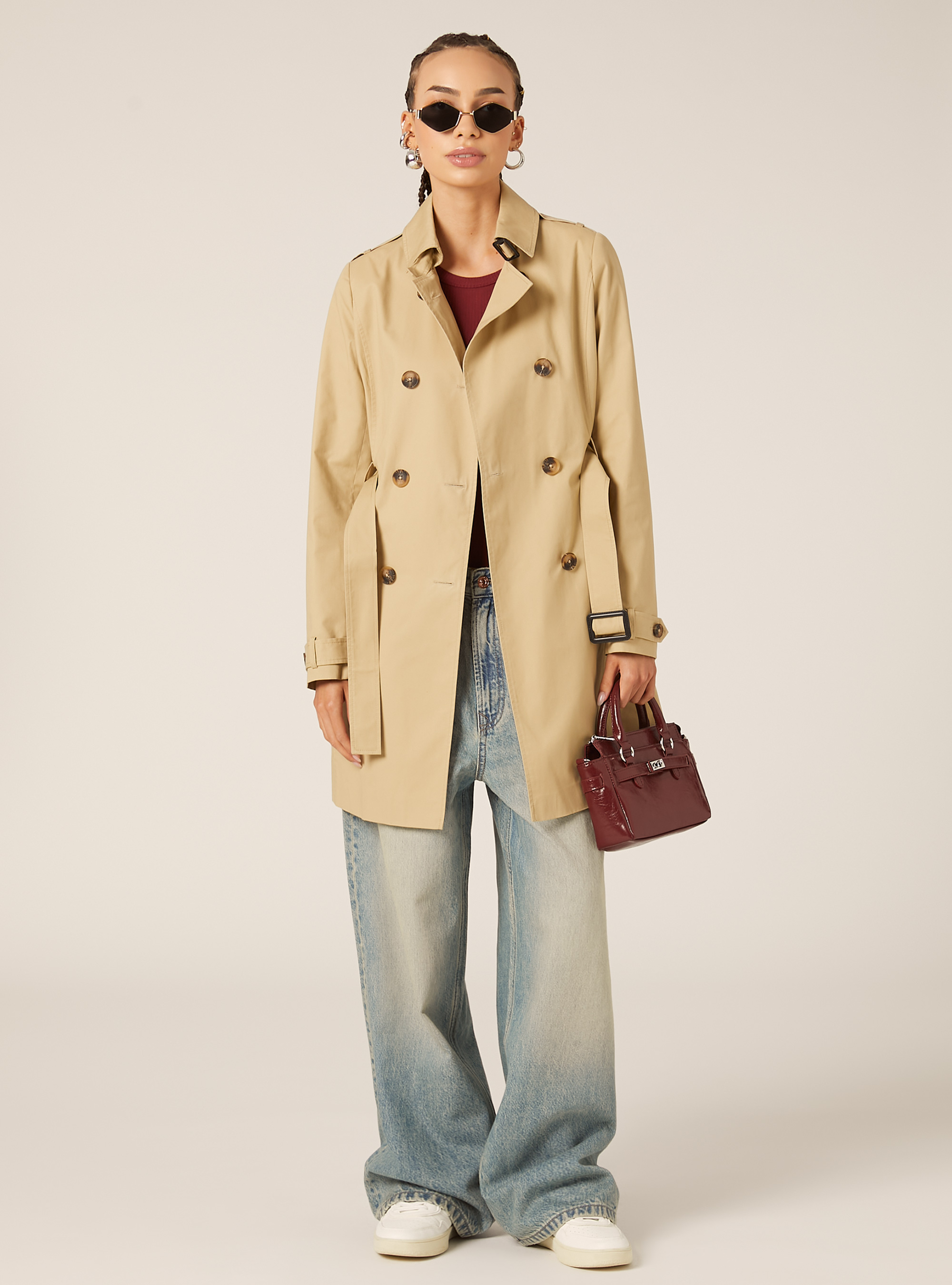 Trench souple avec ceinture, BG1 BEIGE DARK