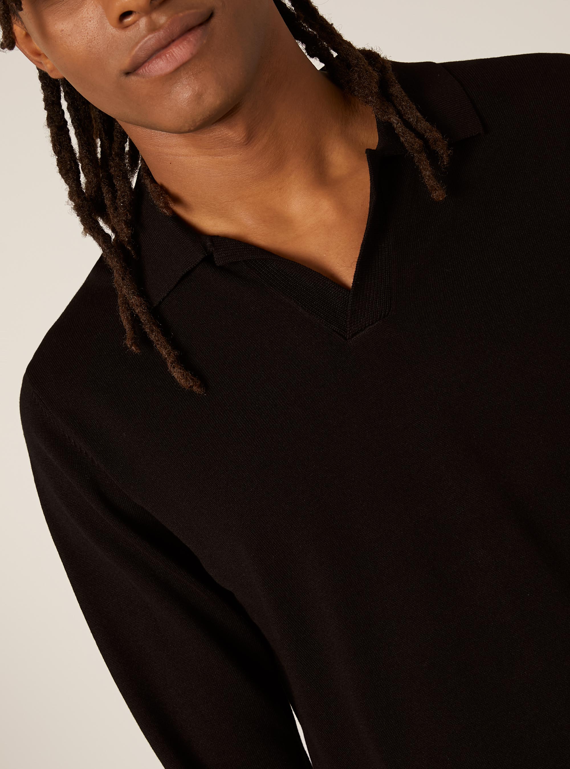 Polo en maille douce, BK1 BLACK