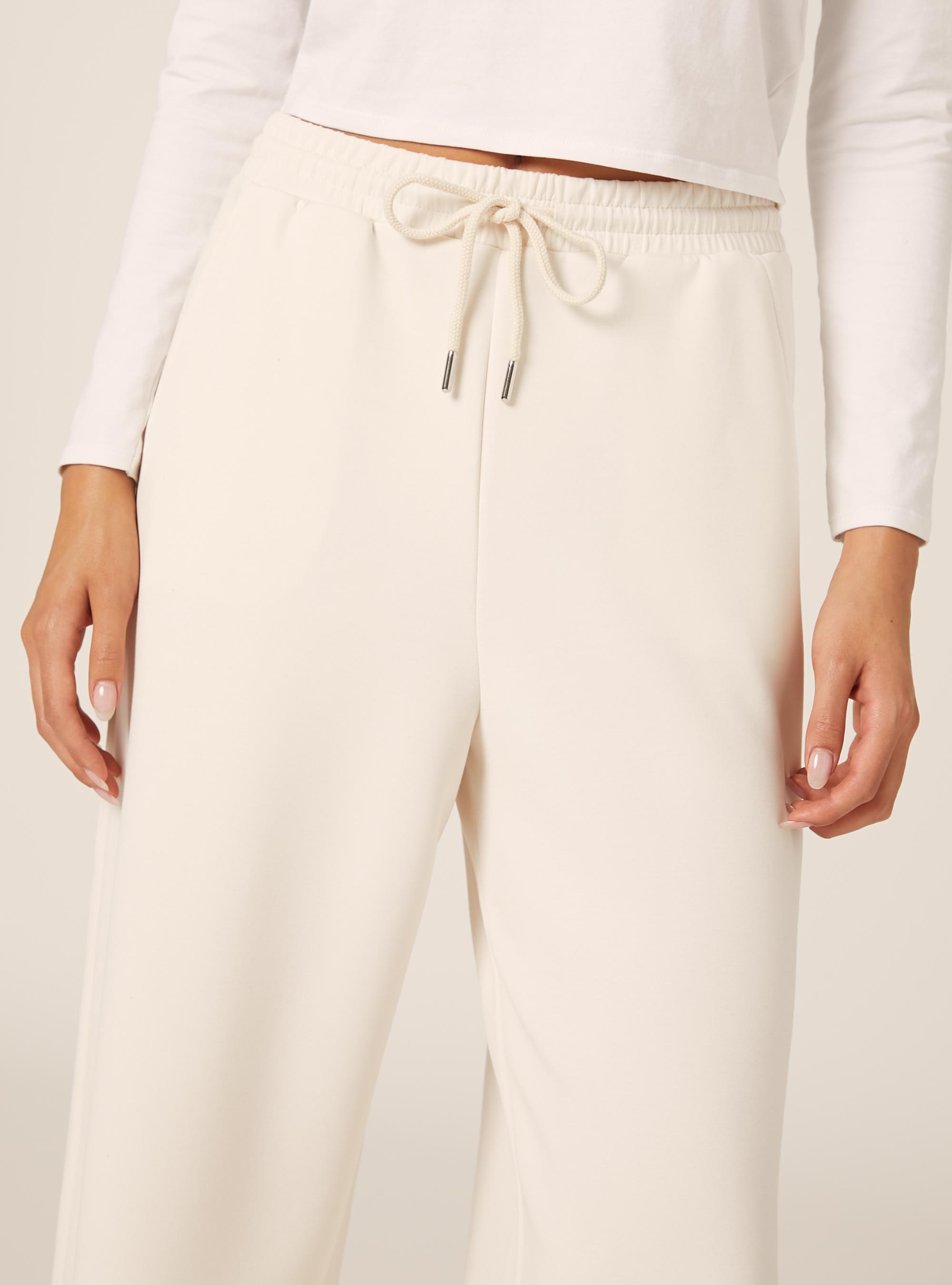 Pantalon jogging large &agrave; toucher doux, CR3 CREAM LIGHT