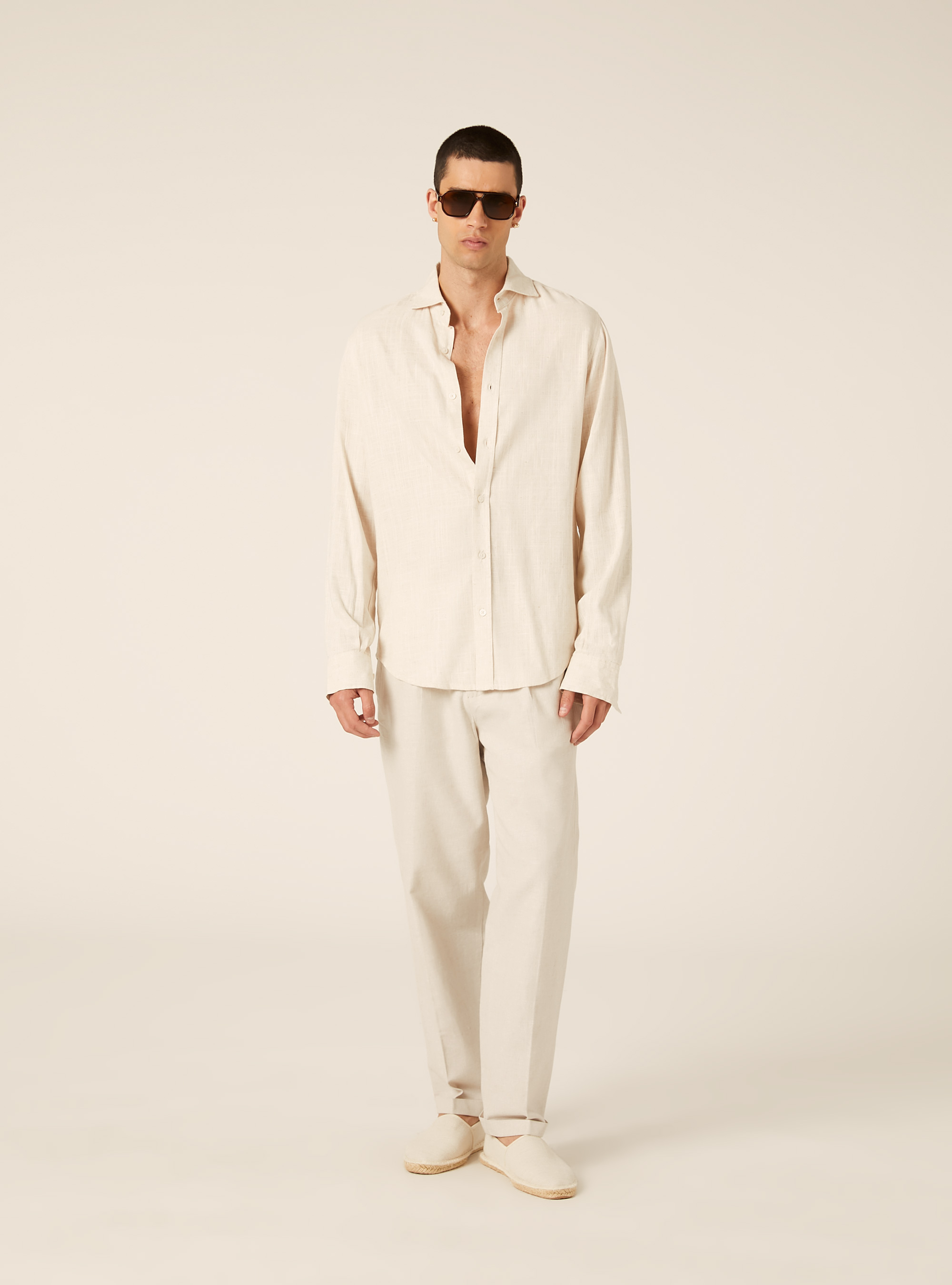 Lightweight Tailored Linen Blend Trousers, MBG2 BEIGE MEL MED