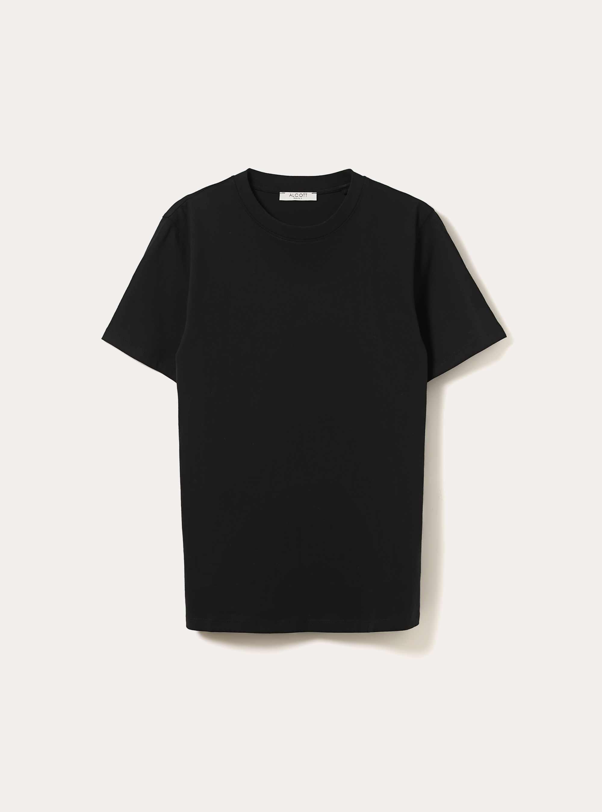 Camiseta de cuello redondo de algod&oacute;n, BK1 BLACK