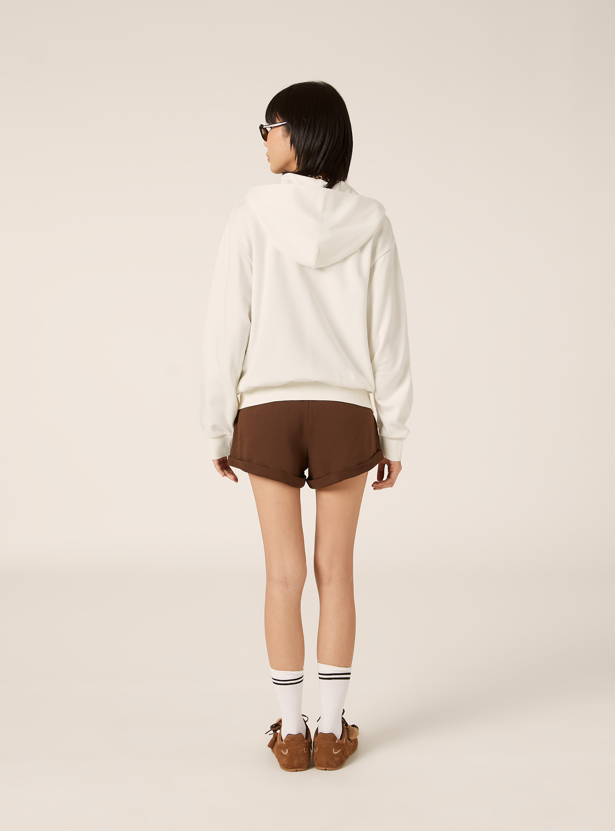 Sudadera con cremallera y corte recto, WH1 OFF WHITE